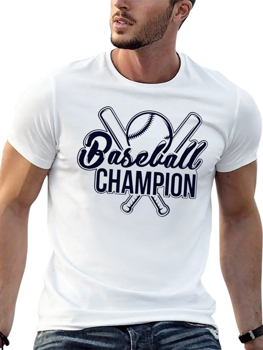 Baseball Champion Graphic Tee - Black Cotton Shirt