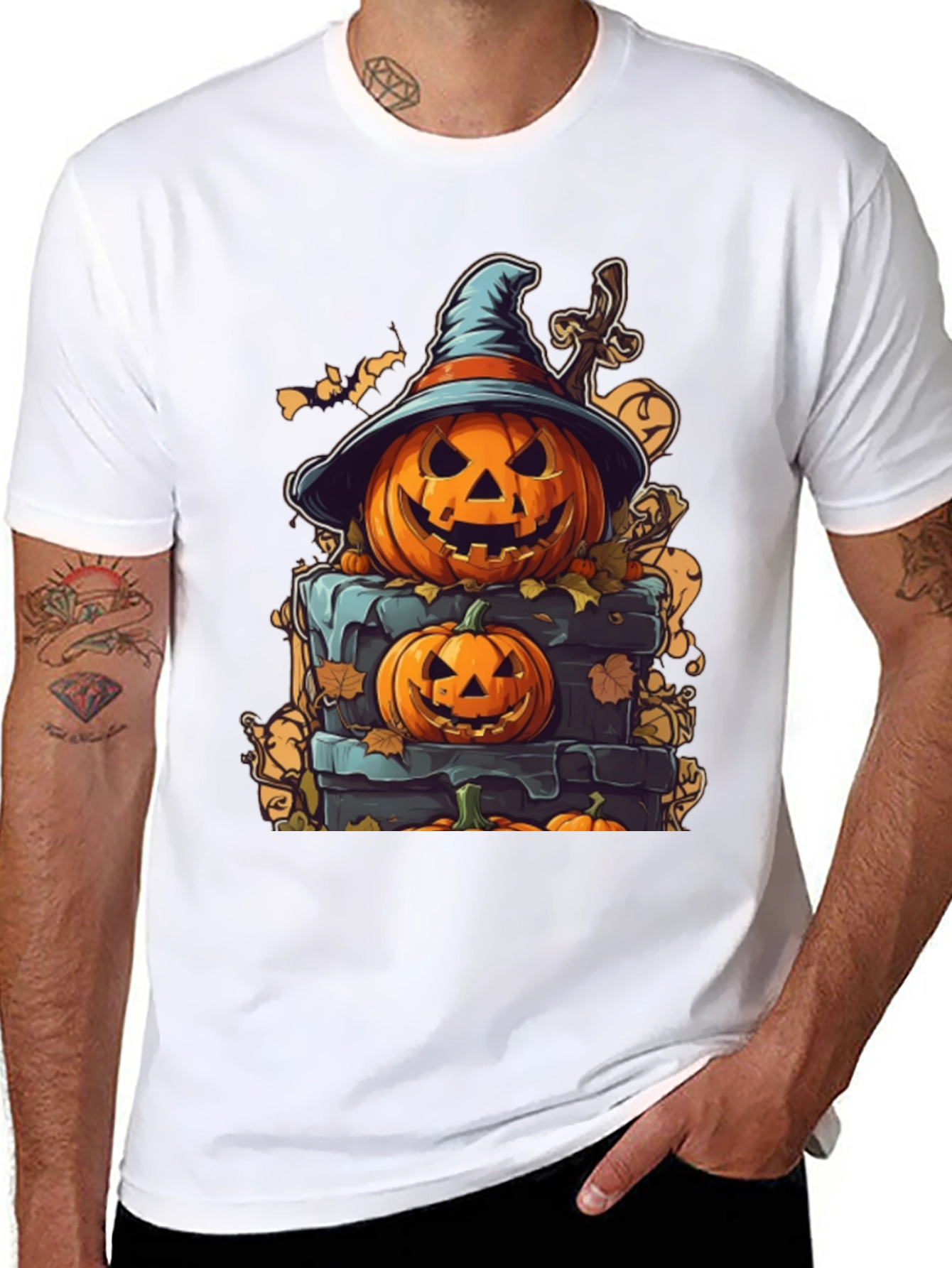 Spooky Halloween Pumpkin Stack Graphic Tee