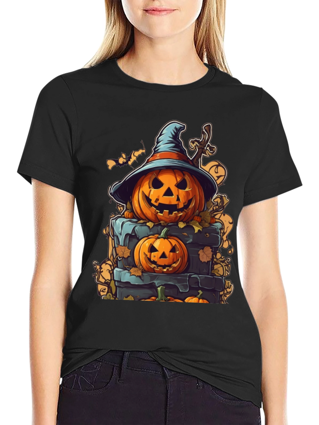 Spooky Halloween Pumpkin Stack Graphic Tee