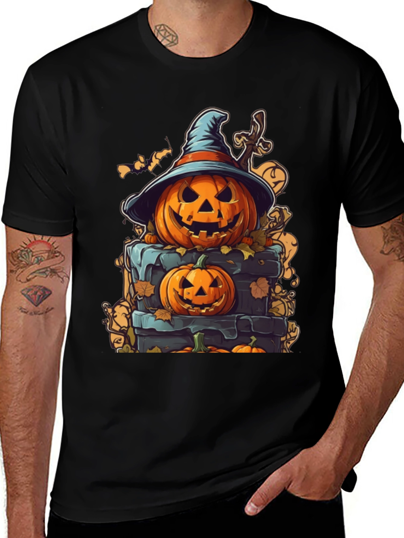Spooky Halloween Pumpkin Stack Graphic Tee