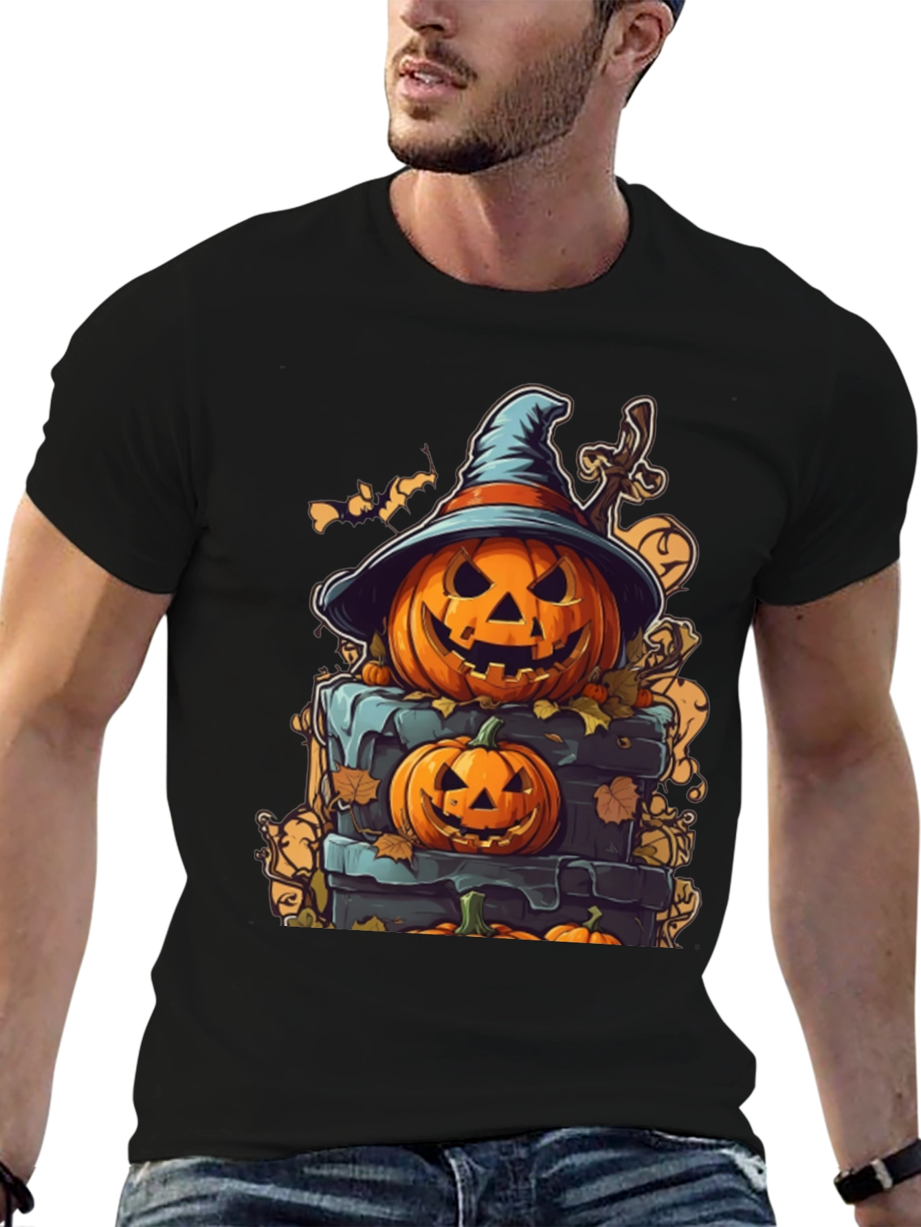 Spooky Halloween Pumpkin Stack Graphic Tee