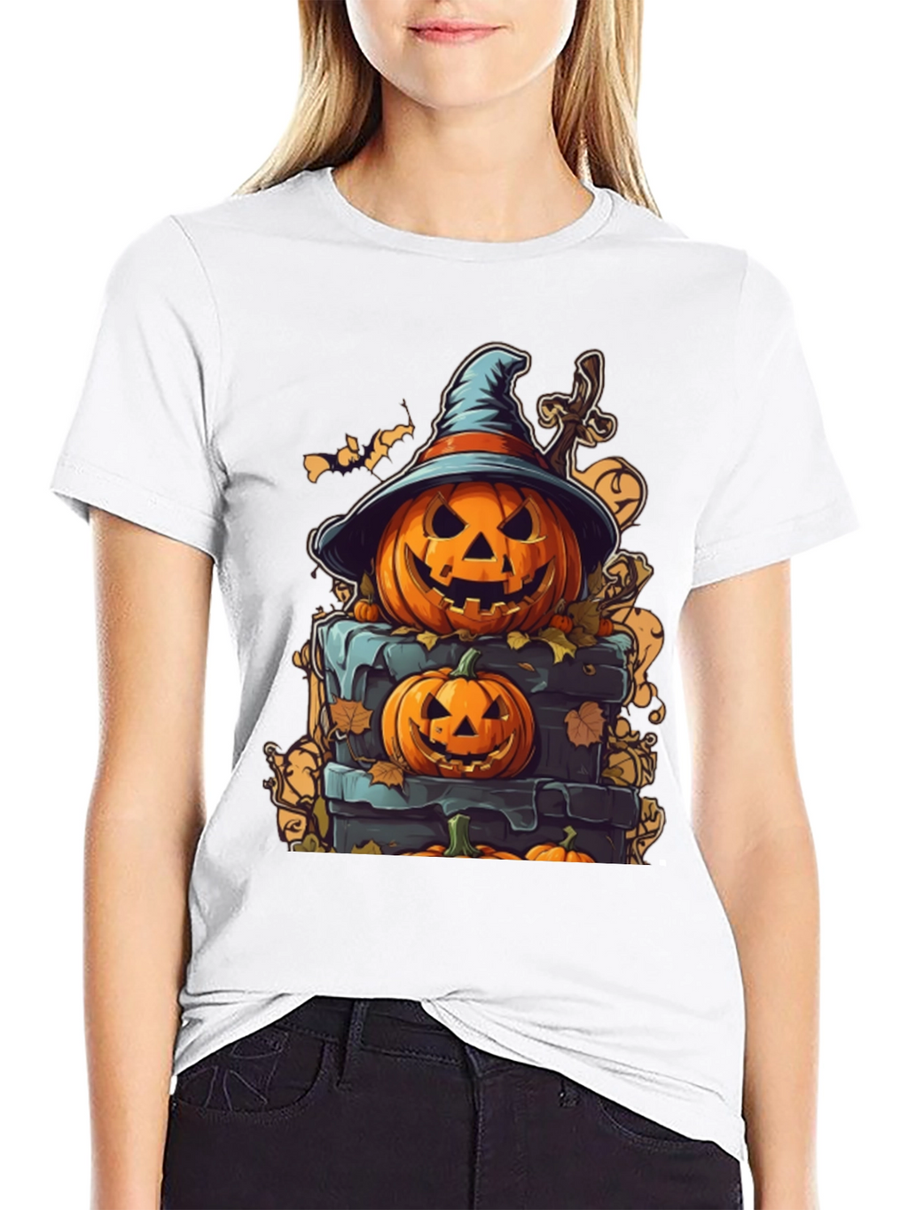 Spooky Halloween Pumpkin Stack Graphic Tee