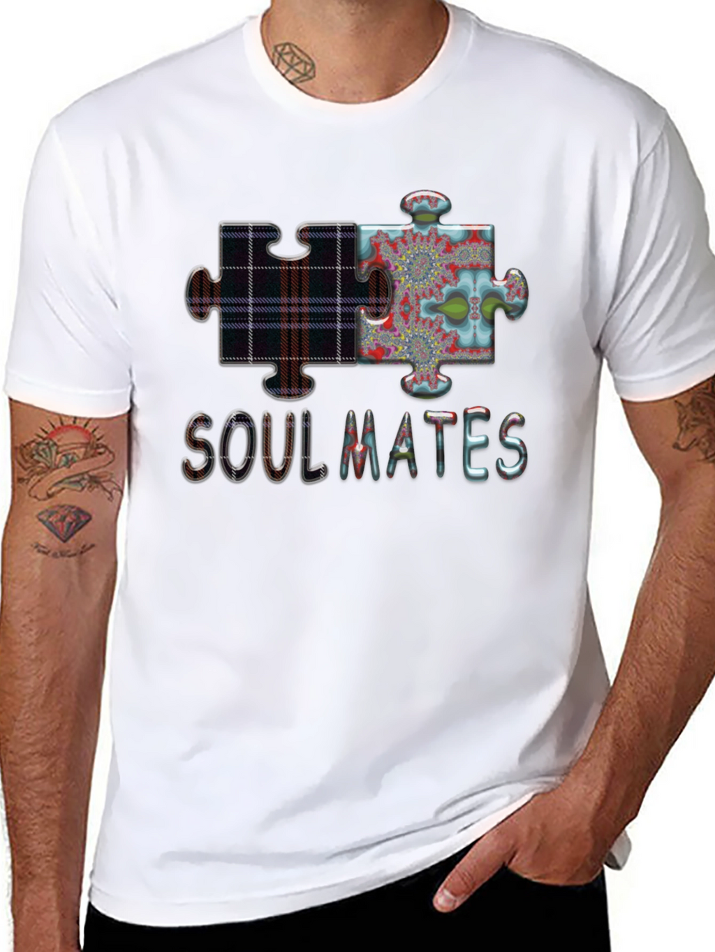 Soulmates Puzzle Piece Graphic Tee - Black