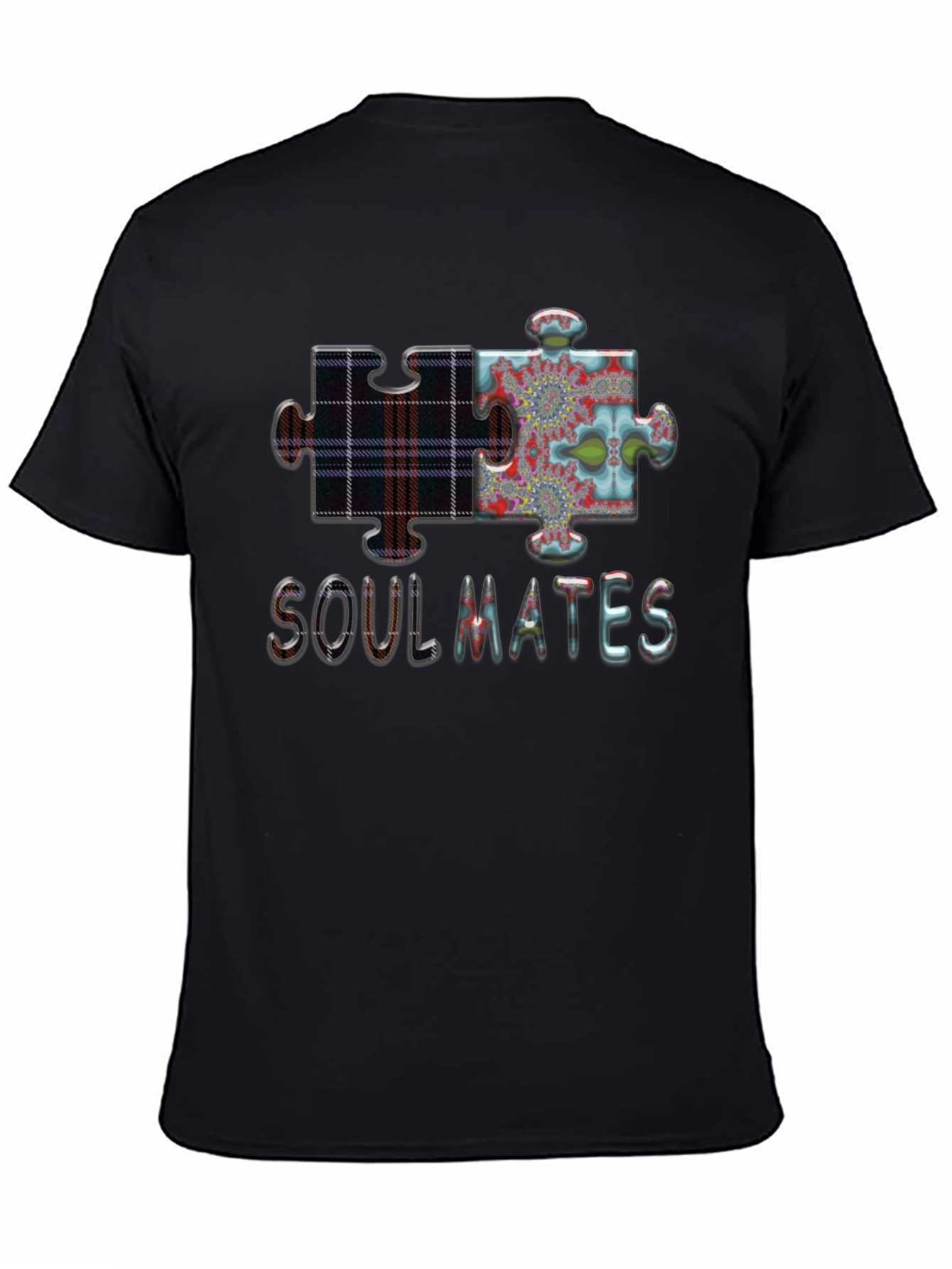 Soulmates Puzzle Piece Graphic Tee - Black