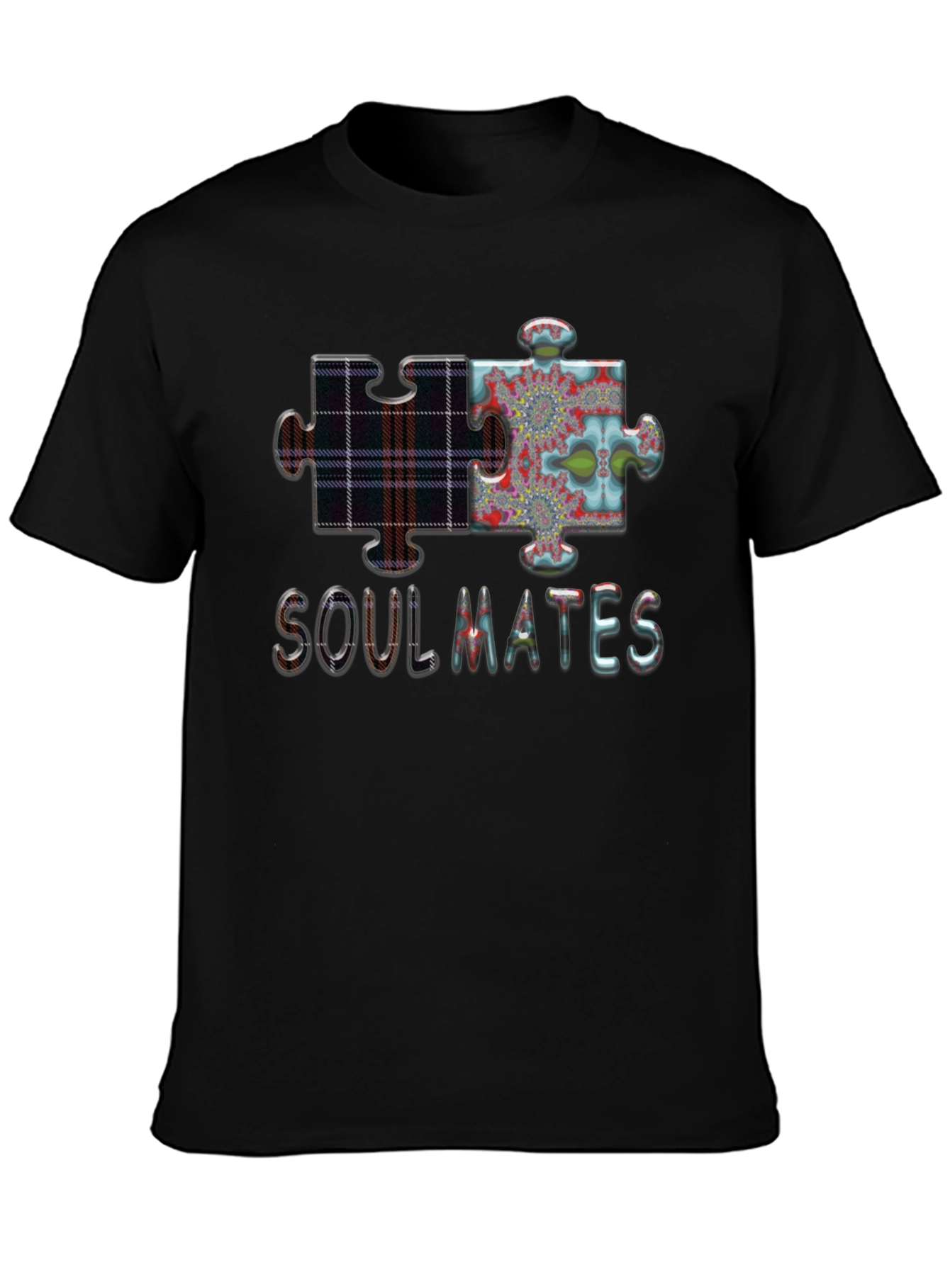 Soulmates Puzzle Piece Graphic Tee - Black