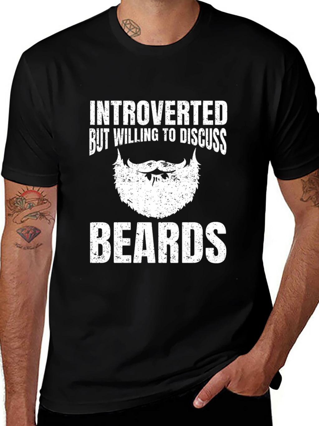 Introverted Beards Graphic Tee - Black Cotton T-Shirt