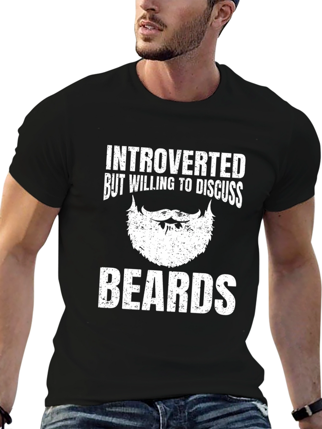 Introverted Beards Graphic Tee - Black Cotton T-Shirt