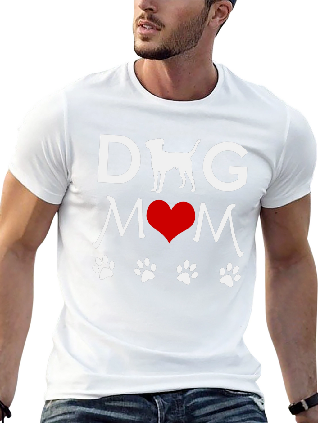 Dog Mom Tee - Paw Print Heart Design