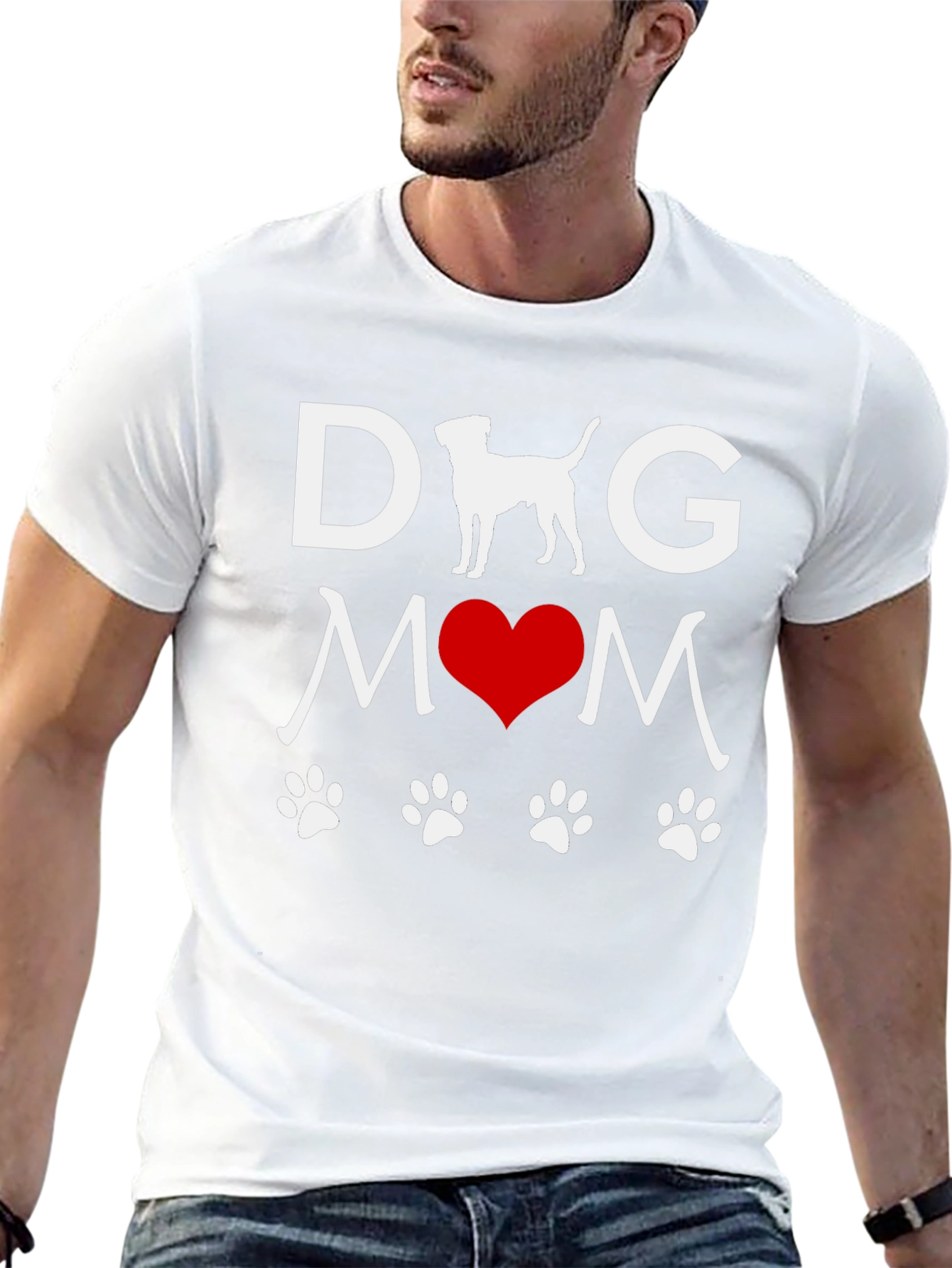 Dog Mom Tee - Paw Print Heart Design