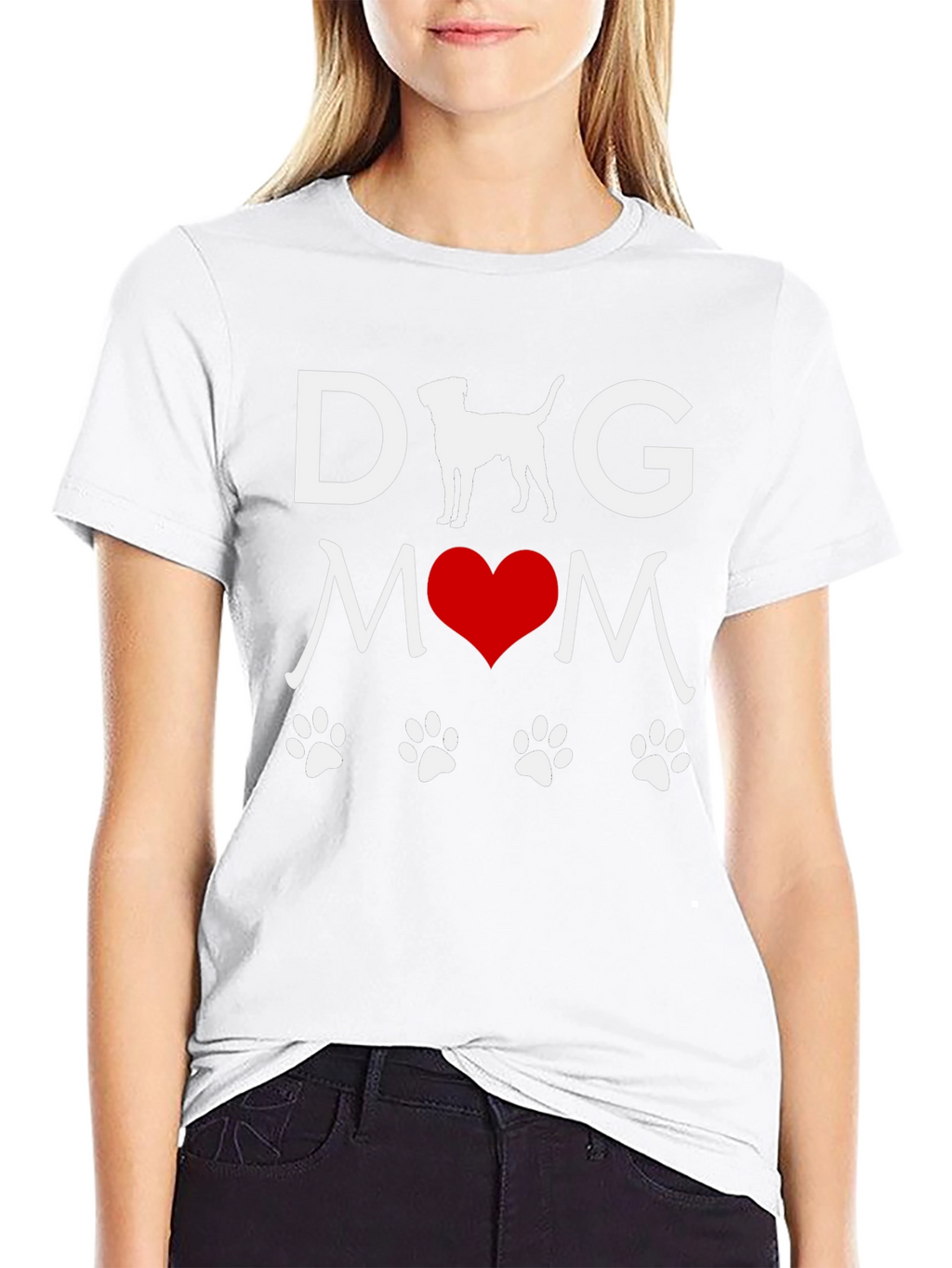 Dog Mom Tee - Paw Print Heart Design