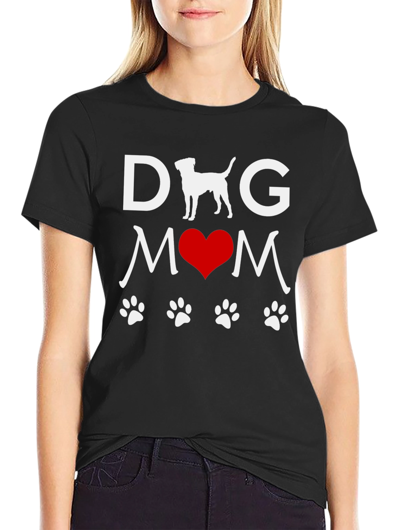 Dog Mom Tee - Paw Print Heart Design