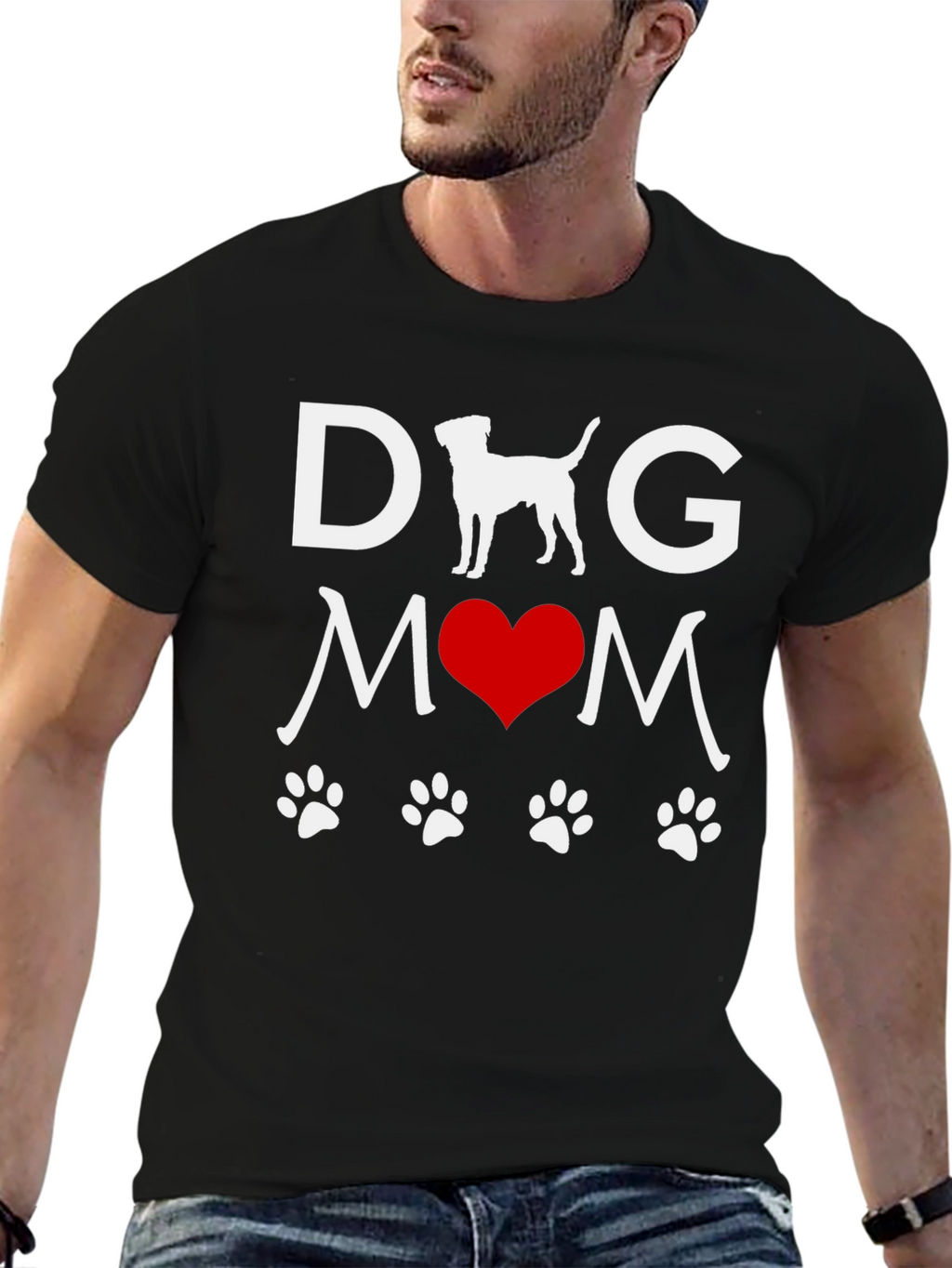 Dog Mom Tee - Paw Print Heart Design