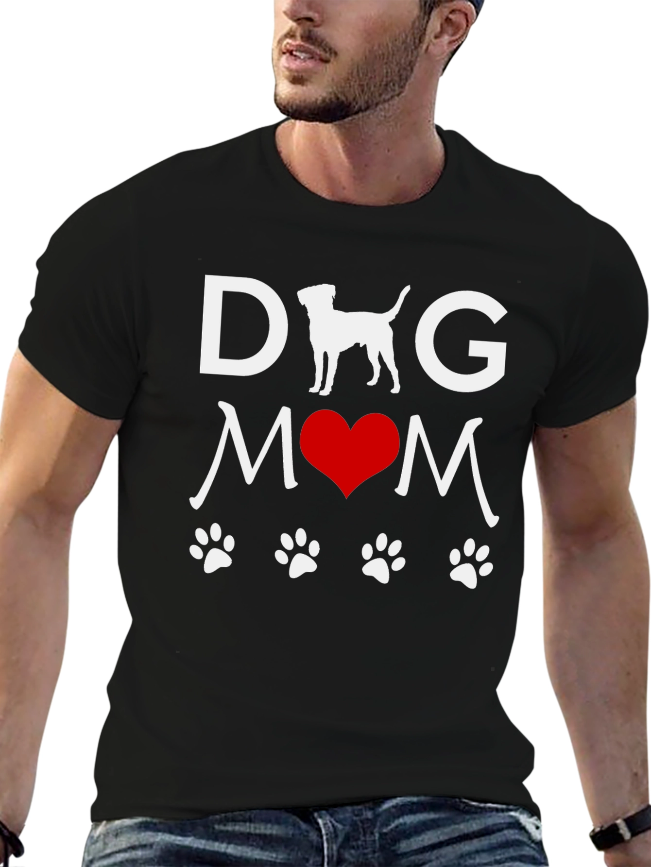 Dog Mom Tee - Paw Print Heart Design