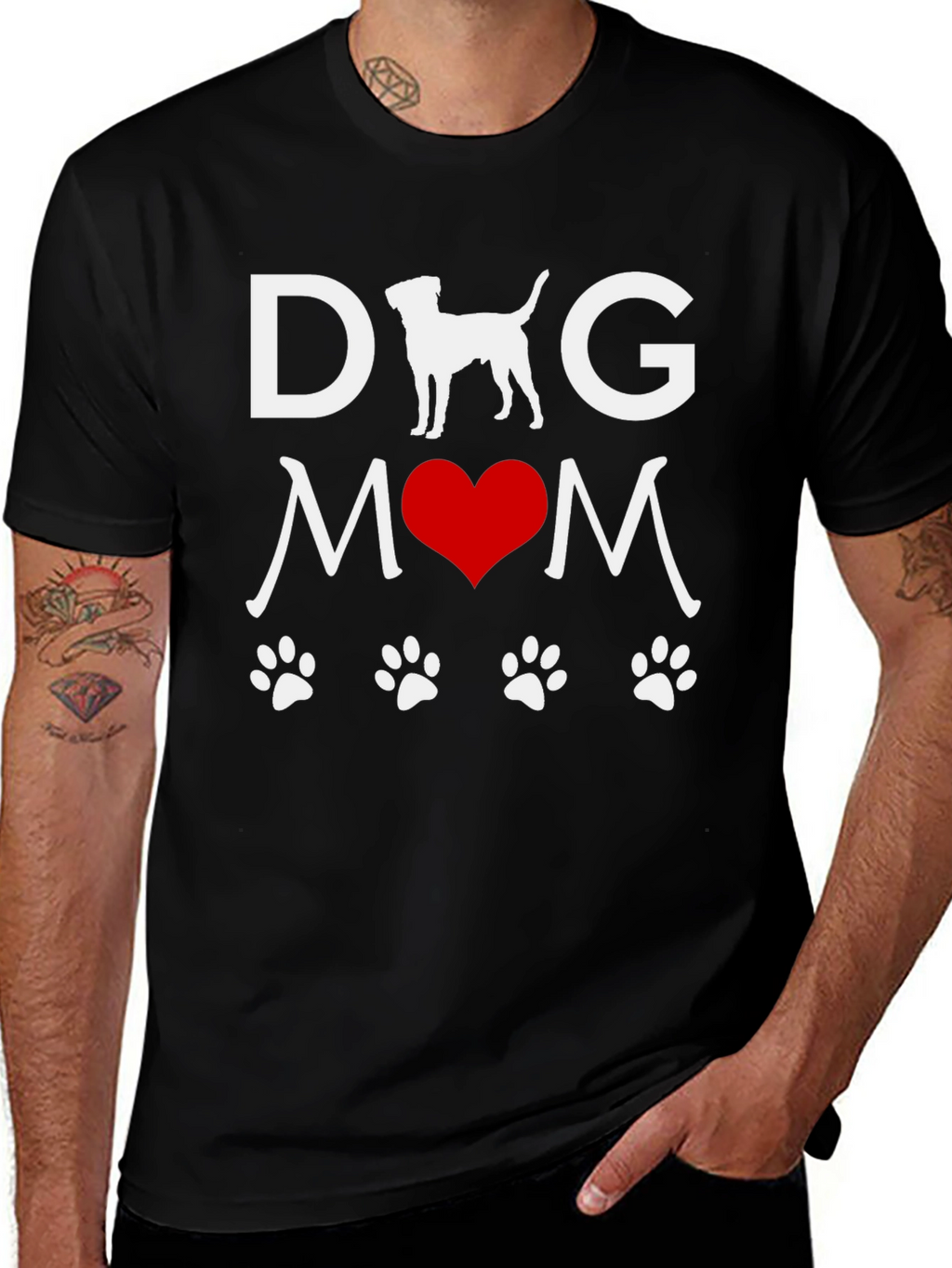Dog Mom Tee - Paw Print Heart Design