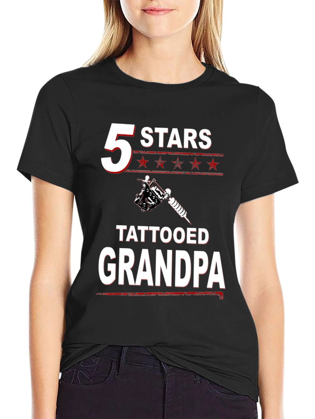Tattooed Grandpa T-Shirt - 5 Stars Grandfather Gift