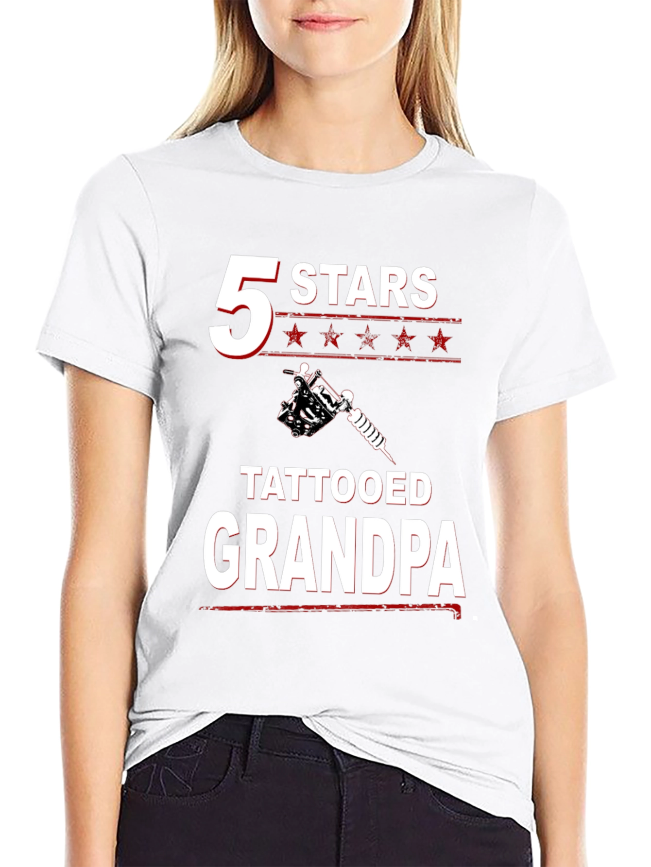 Tattooed Grandpa T-Shirt - 5 Stars Grandfather Gift