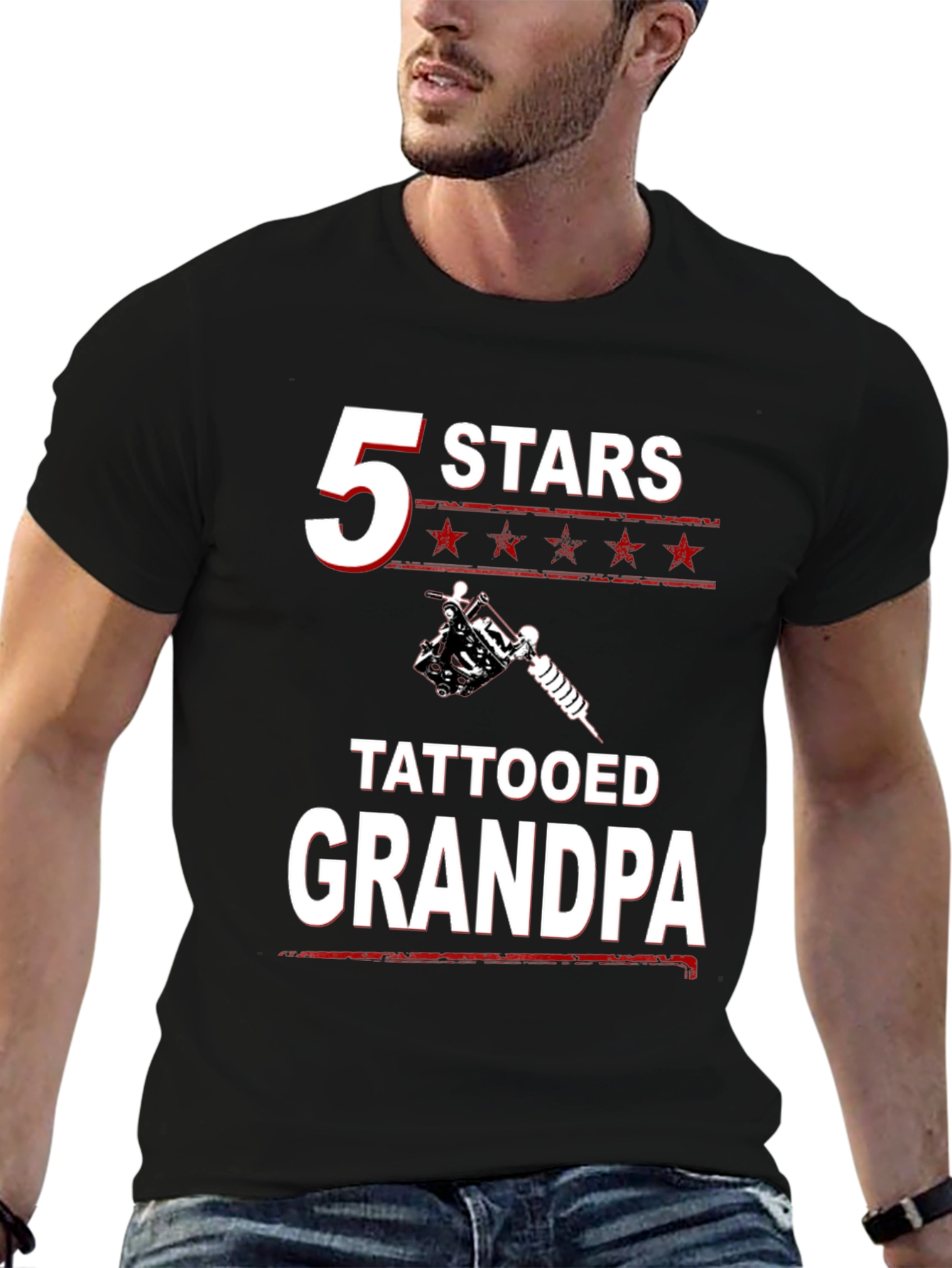 Tattooed Grandpa T-Shirt - 5 Stars Grandfather Gift