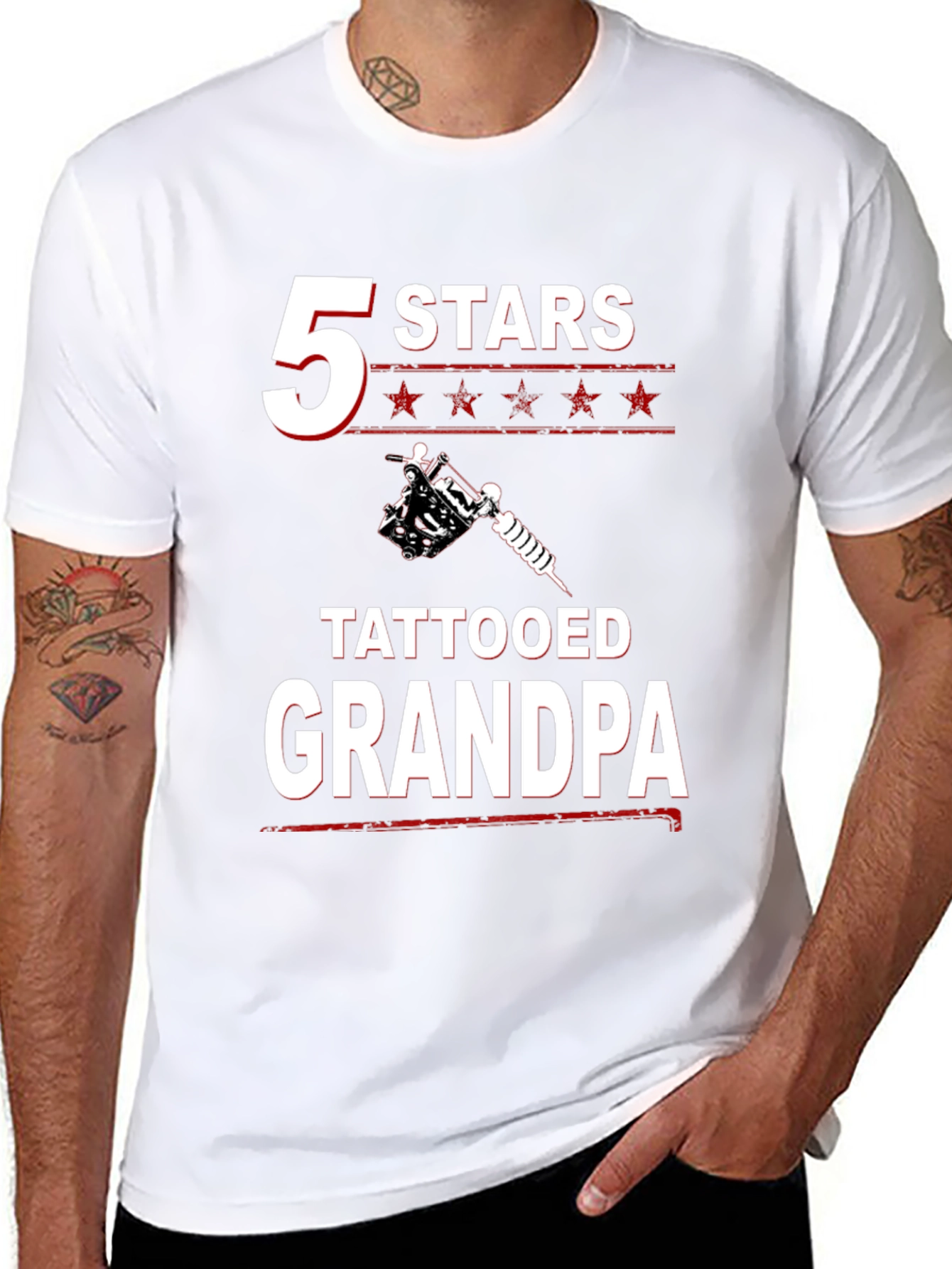 Tattooed Grandpa T-Shirt - 5 Stars Grandfather Gift