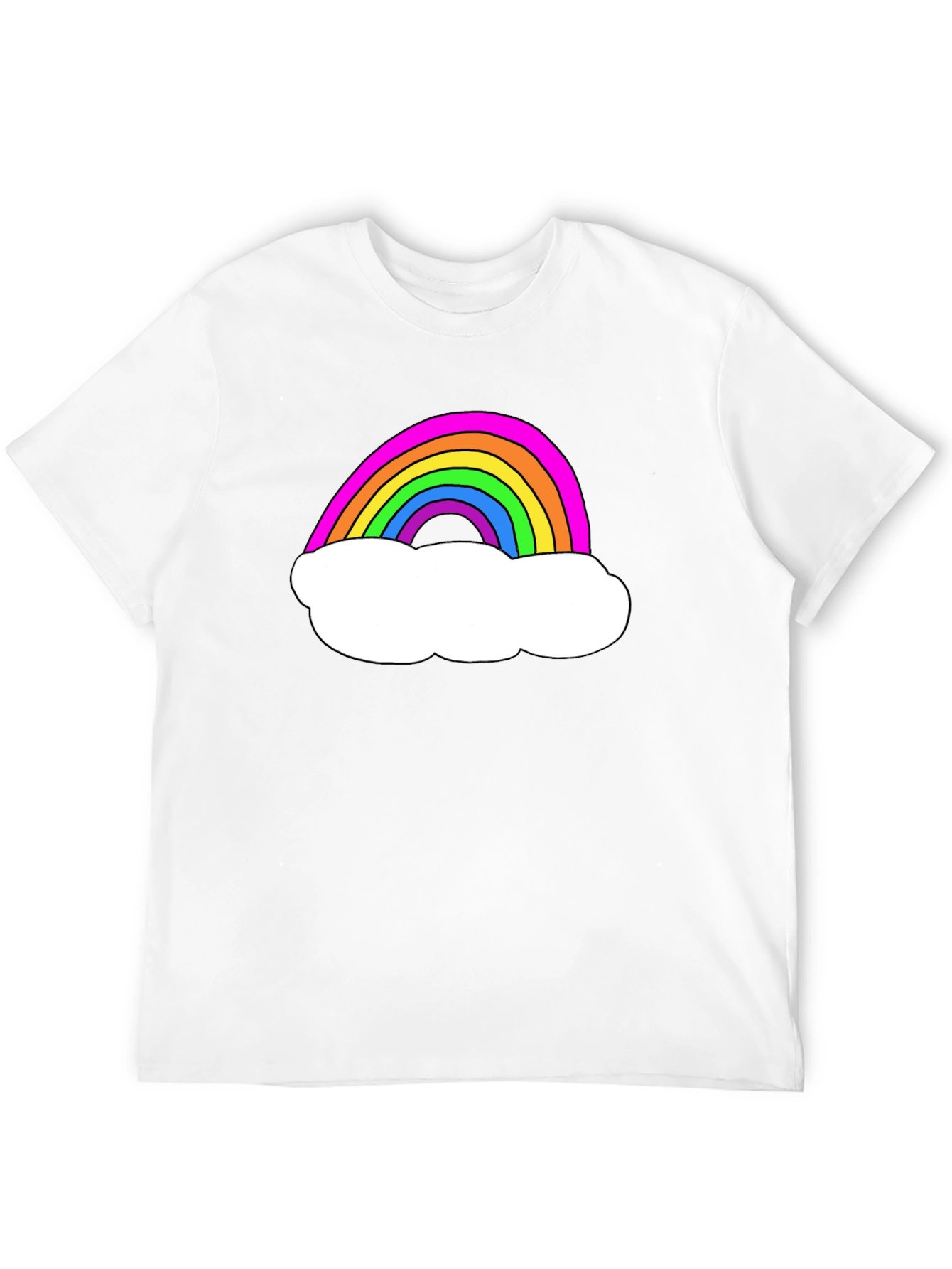 Rainbow Cloud Graphic Tee - Black Cotton T-Shirt