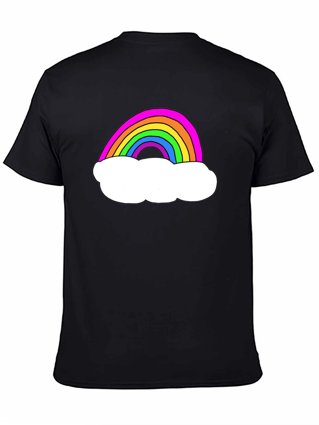 Rainbow Cloud Graphic Tee - Black Cotton T-Shirt