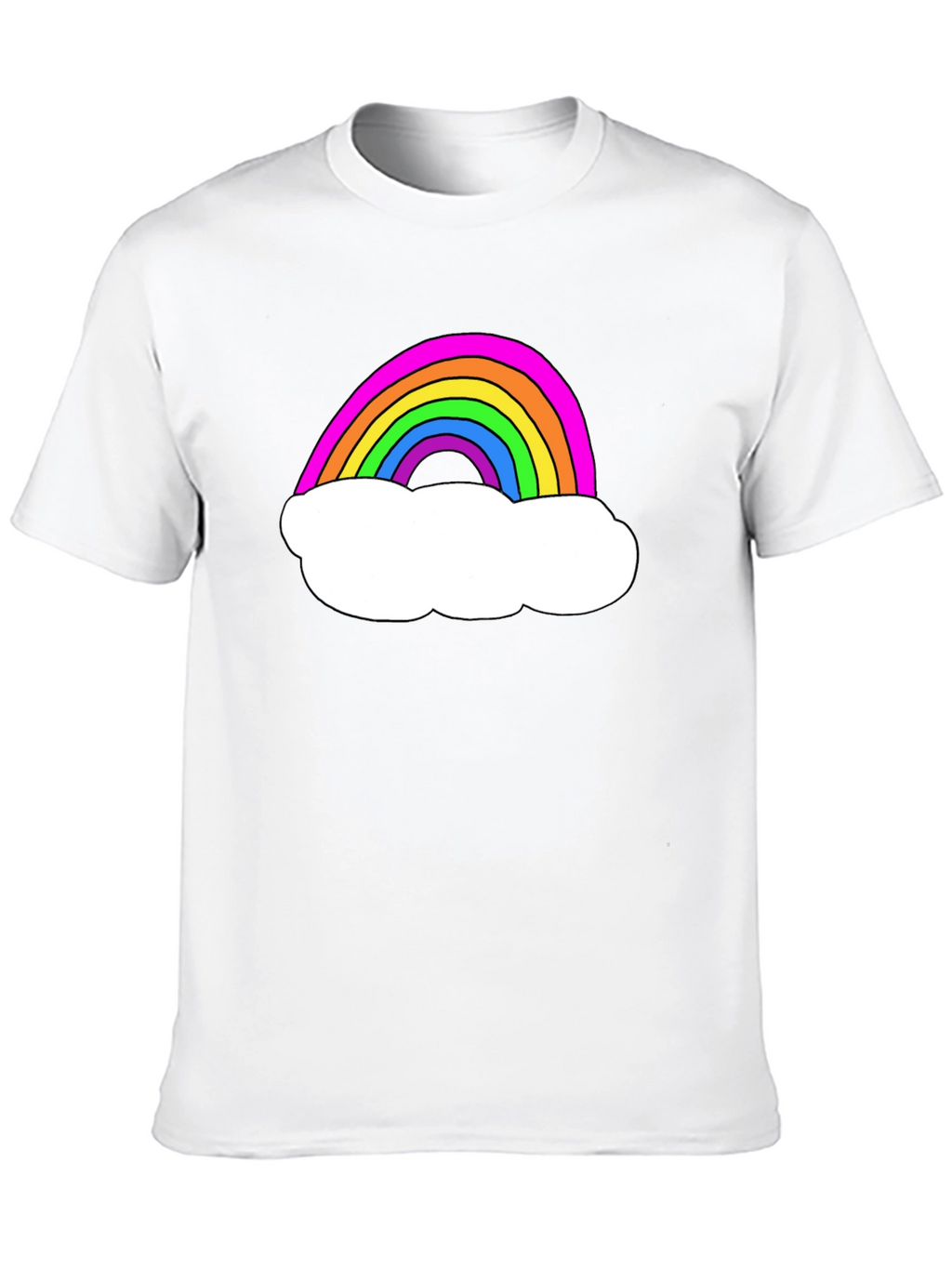 Rainbow Cloud Graphic Tee - Black Cotton T-Shirt