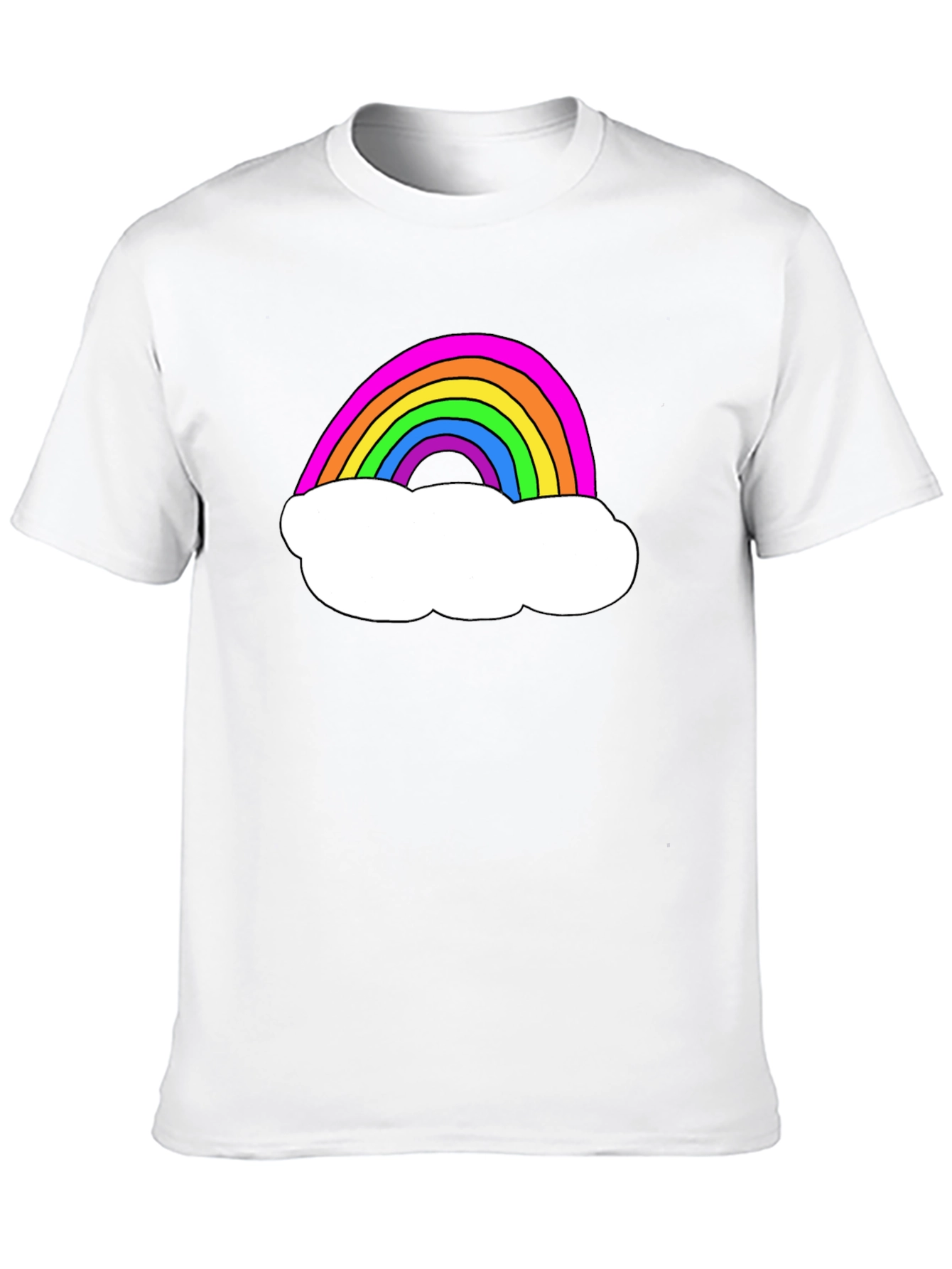 Rainbow Cloud Graphic Tee - Black Cotton T-Shirt
