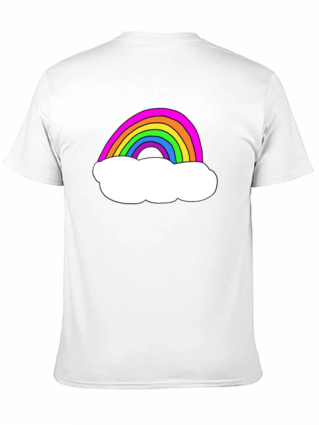 Rainbow Cloud Graphic Tee - Black Cotton T-Shirt