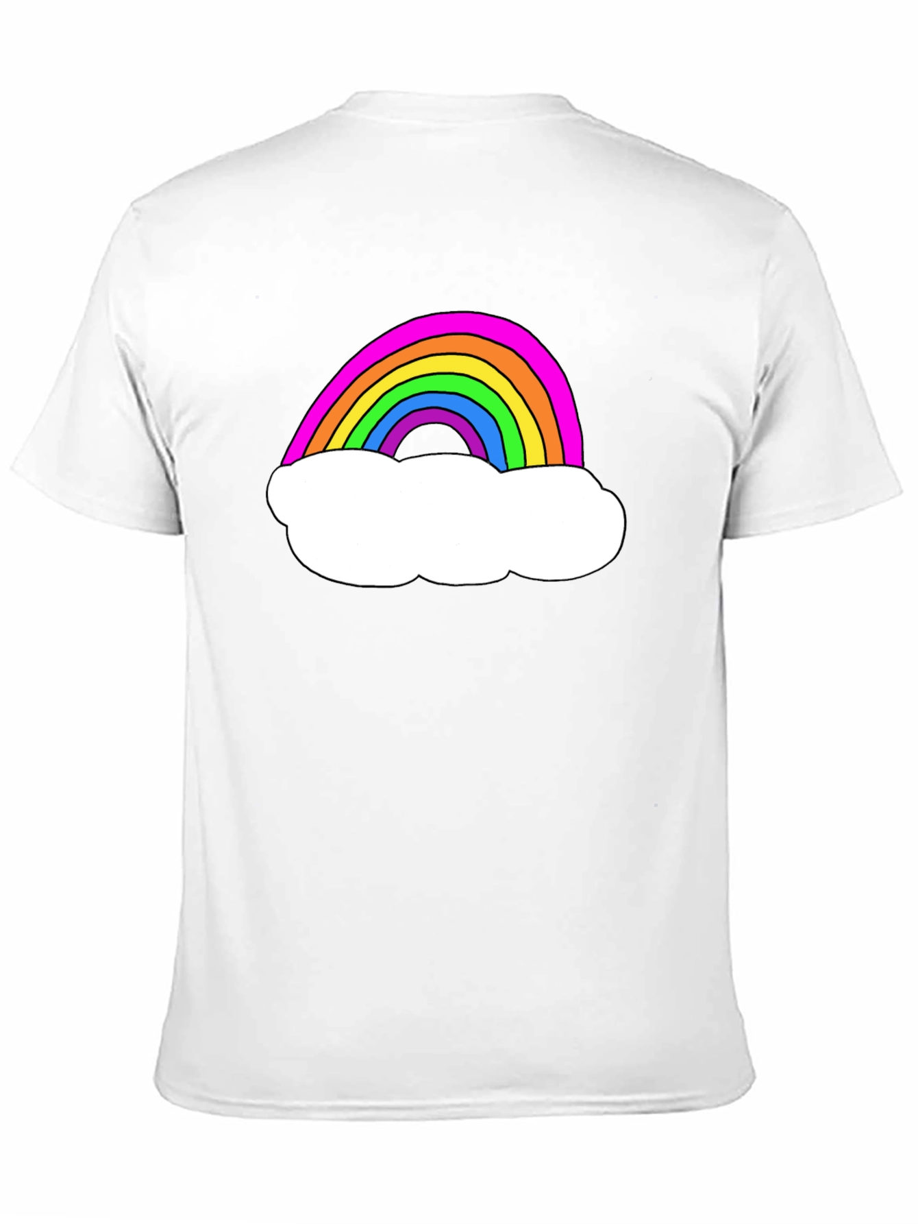 Rainbow Cloud Graphic Tee - Black Cotton T-Shirt