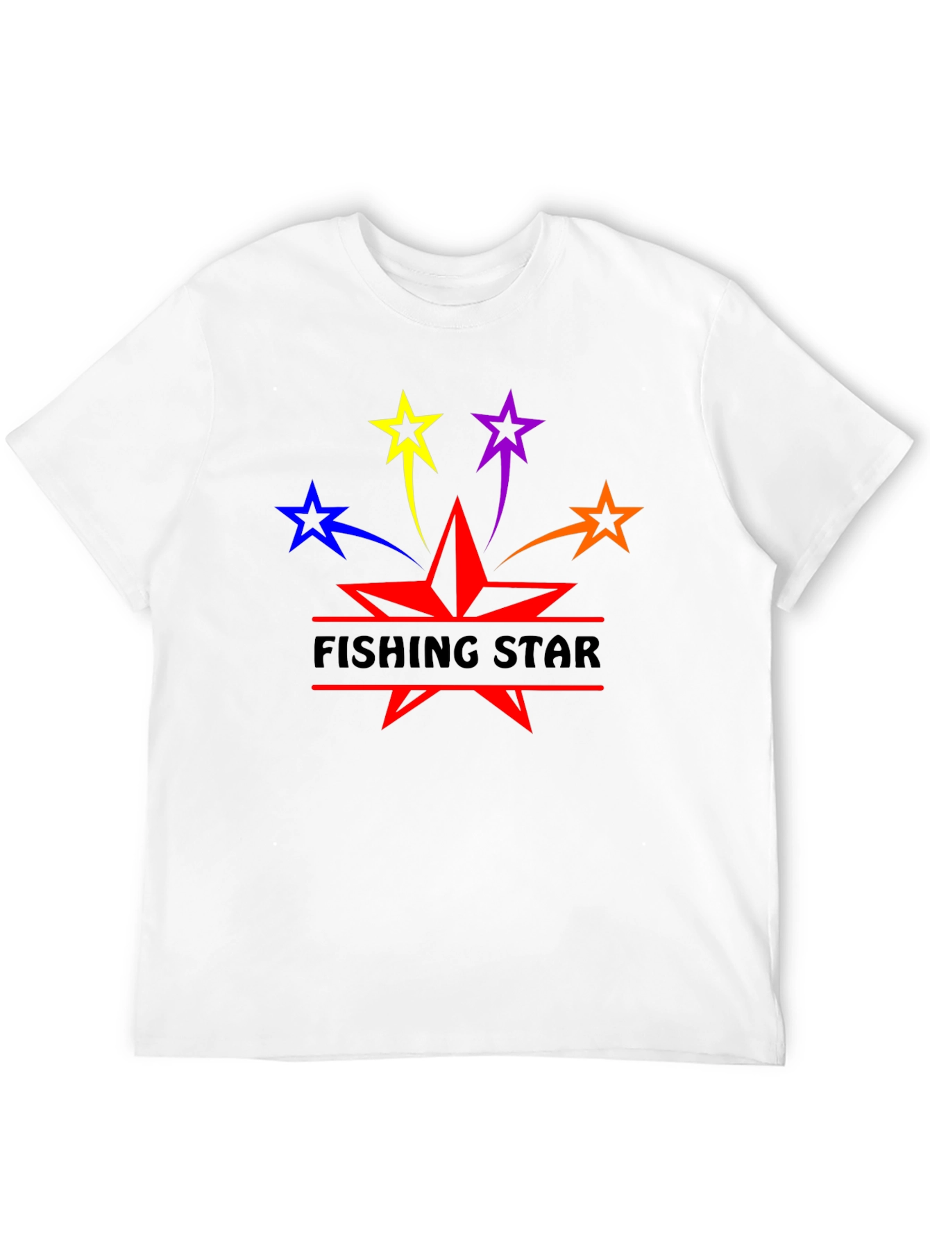 Fishing Star Graphic T-Shirt - Black Cotton Blend