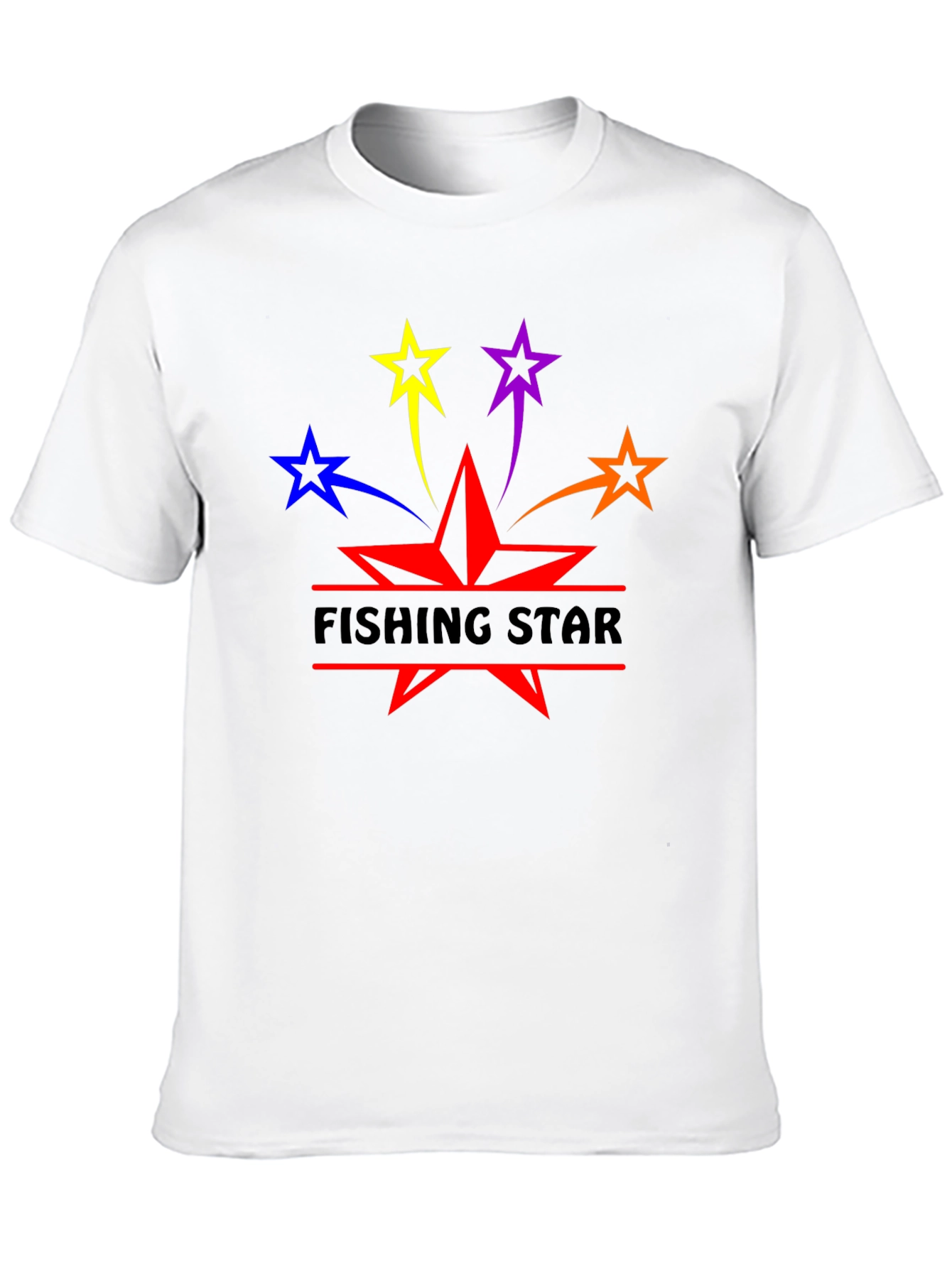 Fishing Star Graphic T-Shirt - Black Cotton Blend