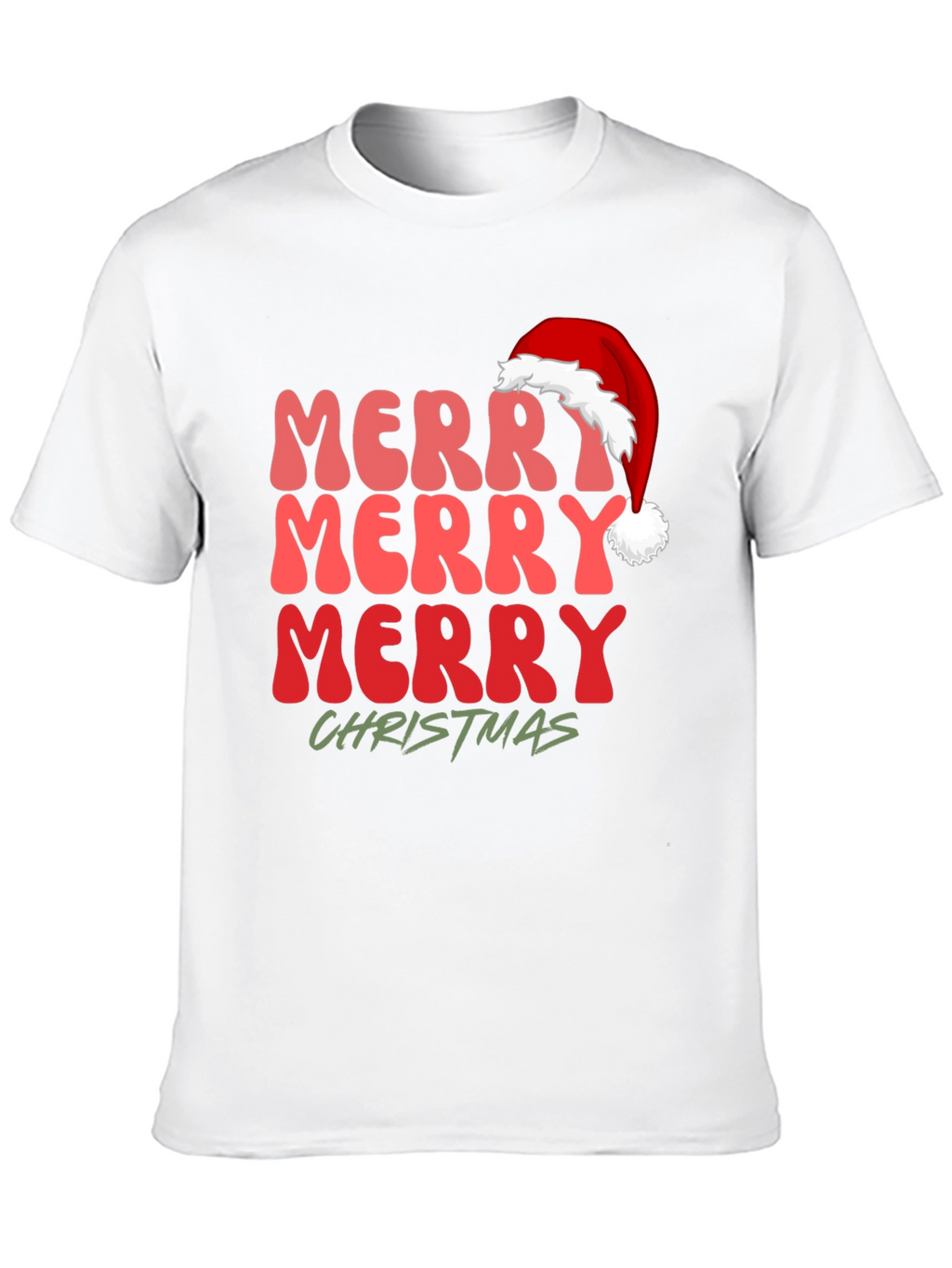 Merry Christmas Santa Hat Graphic Tee