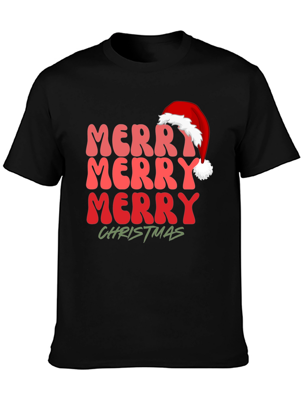 Merry Christmas Santa Hat Graphic Tee