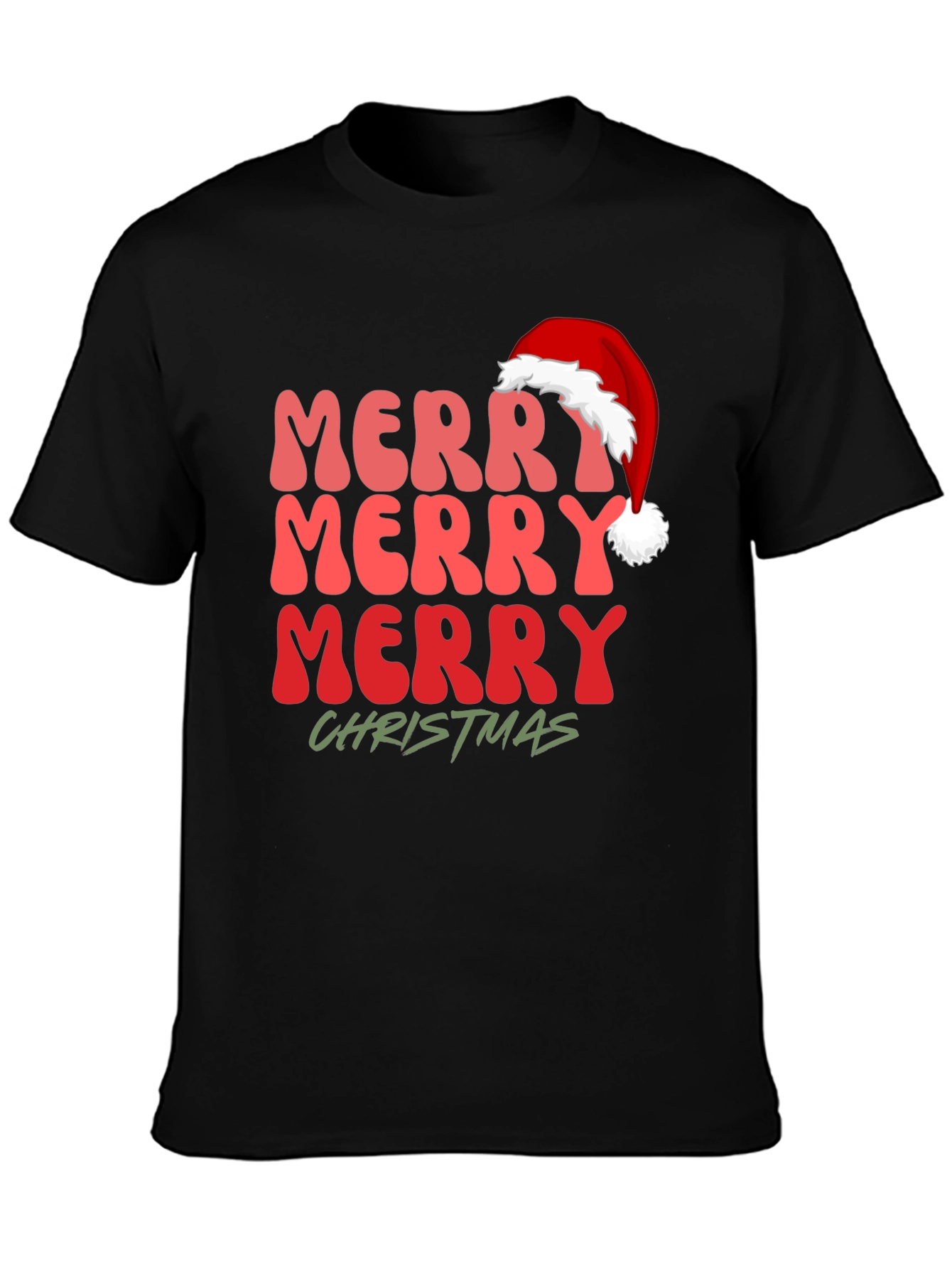 Merry Christmas Santa Hat Graphic Tee
