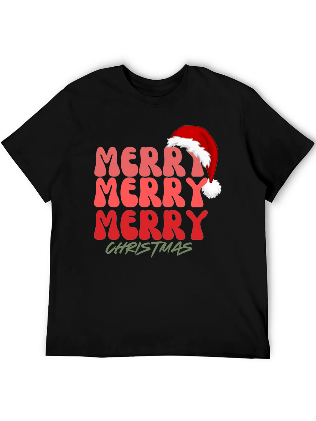 Merry Christmas Santa Hat Graphic Tee