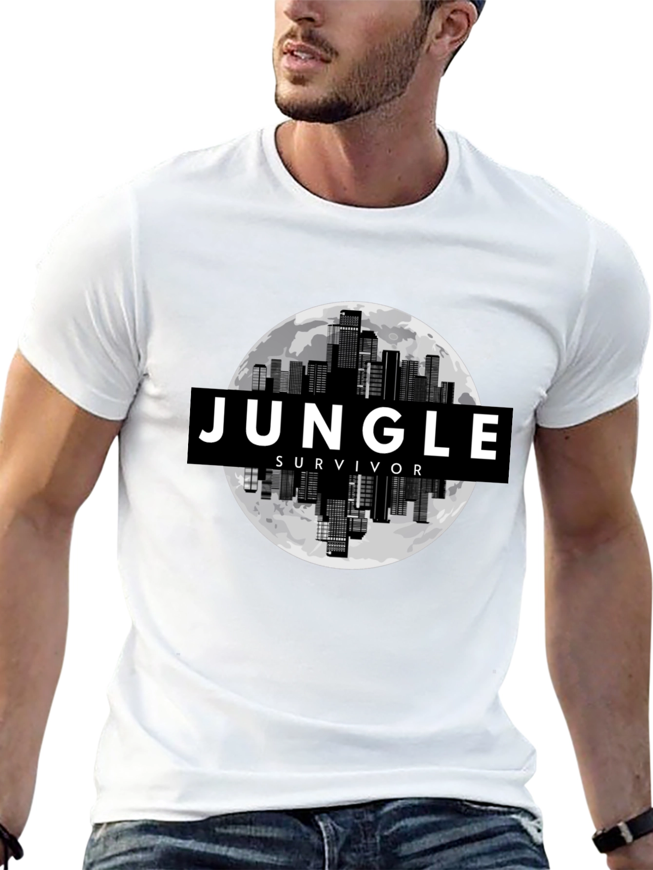 Jungle Survivor Graphic Tee - Urban Cityscape Design