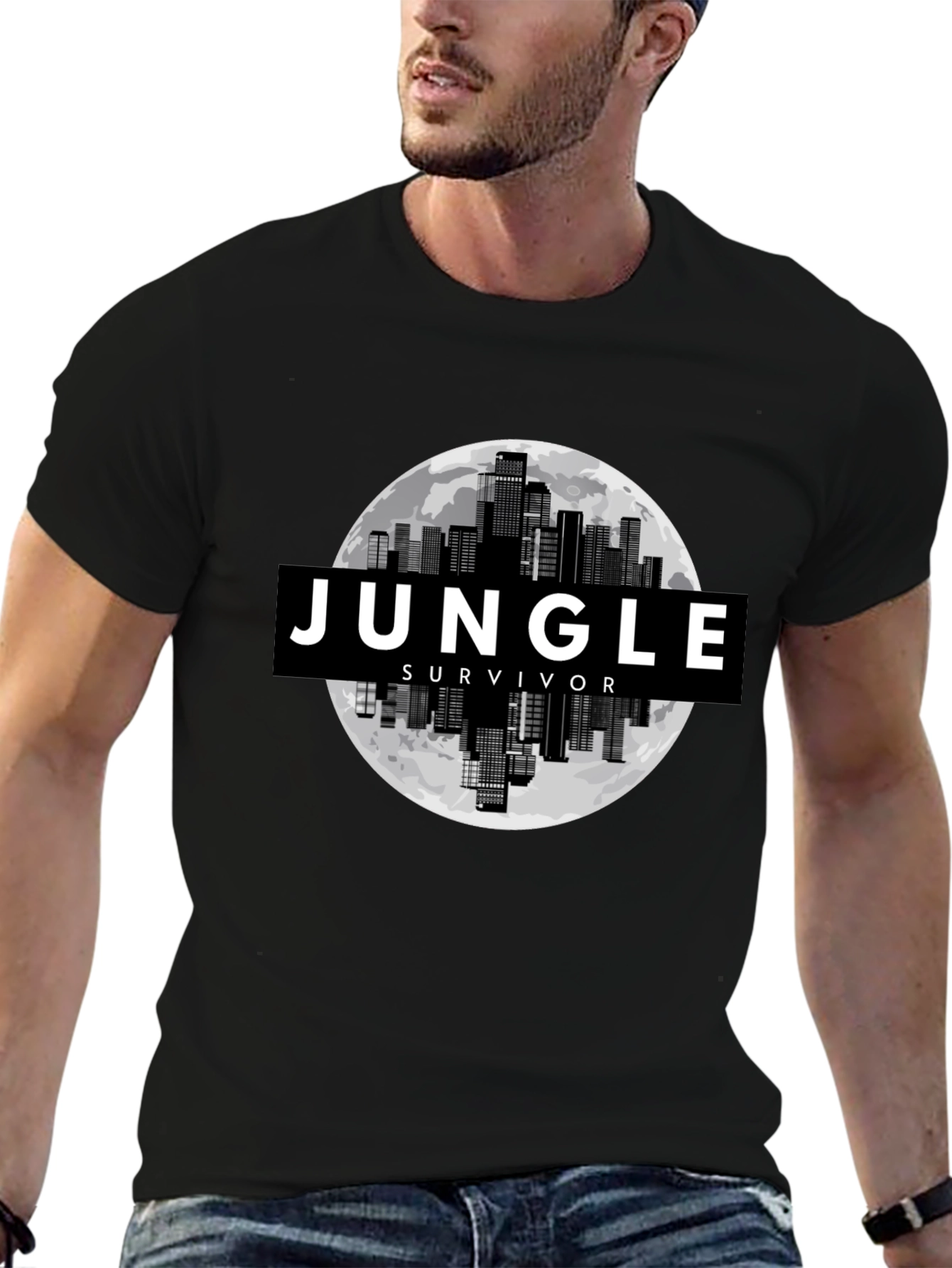 Jungle Survivor Graphic Tee - Urban Cityscape Design