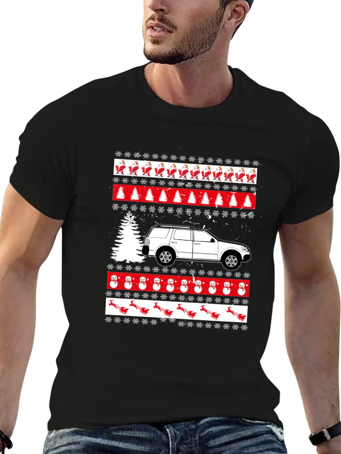 Ugly Christmas SUV T-Shirt - Holiday Vehicle Tee