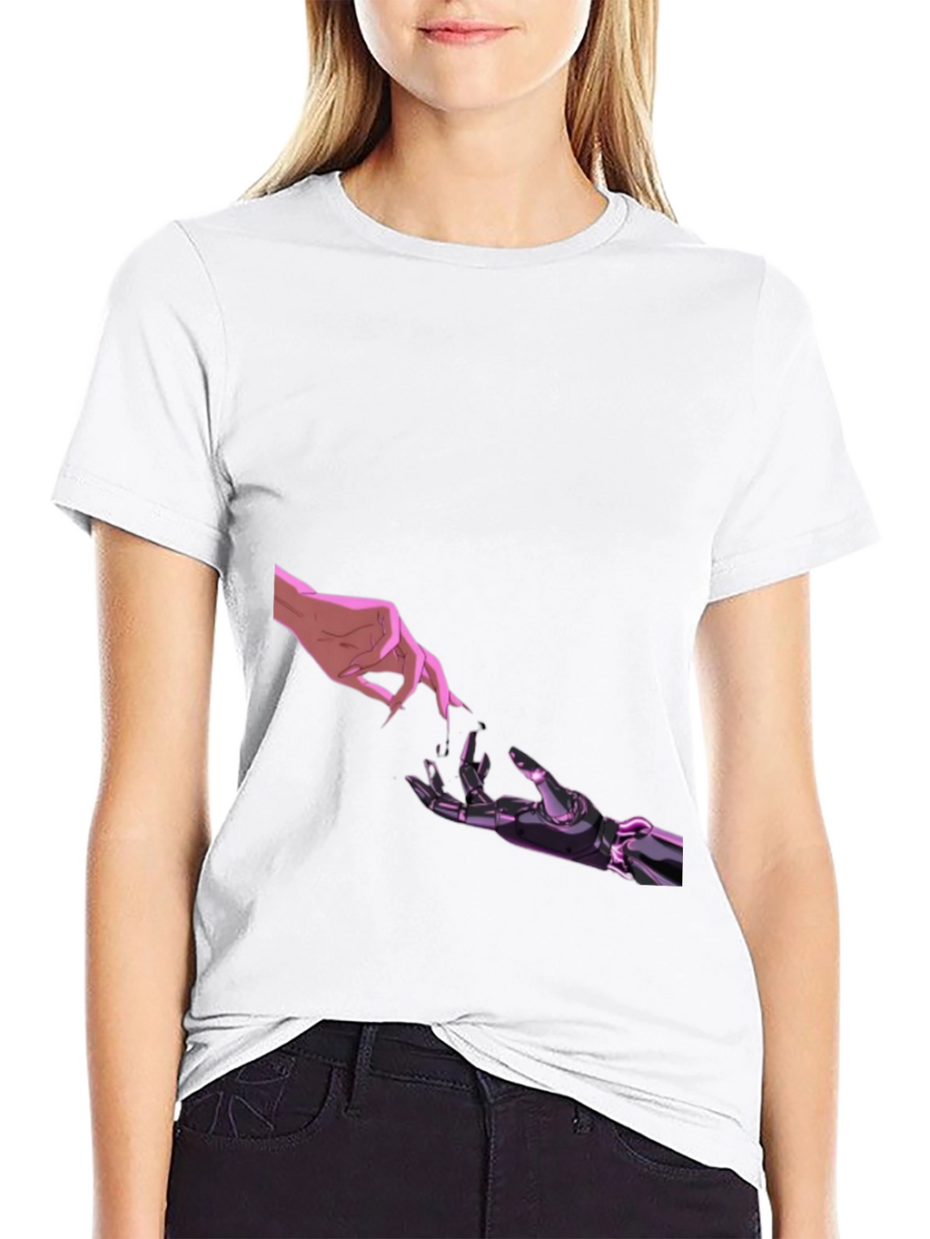 Human & Robot Touch Black T-Shirt
