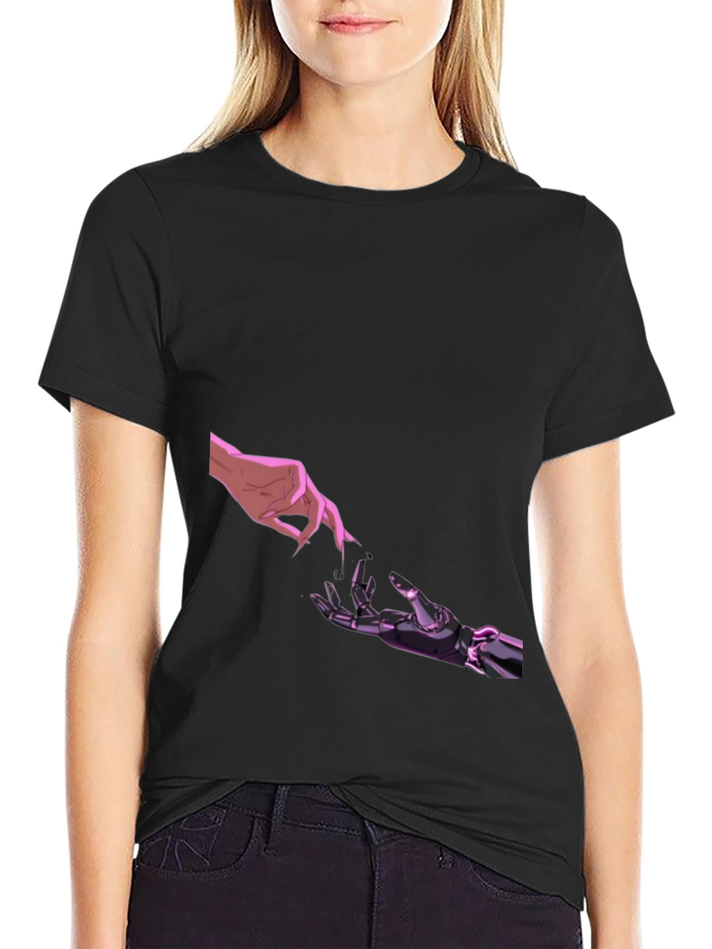 Human & Robot Touch Black T-Shirt