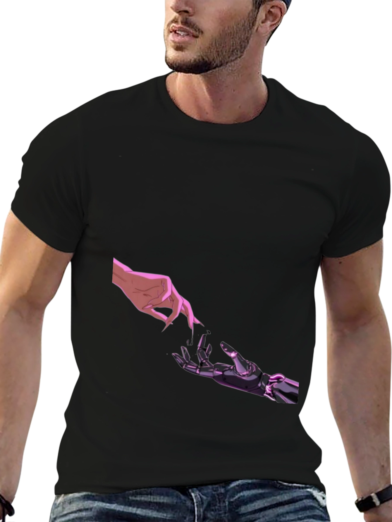 Human & Robot Touch Black T-Shirt