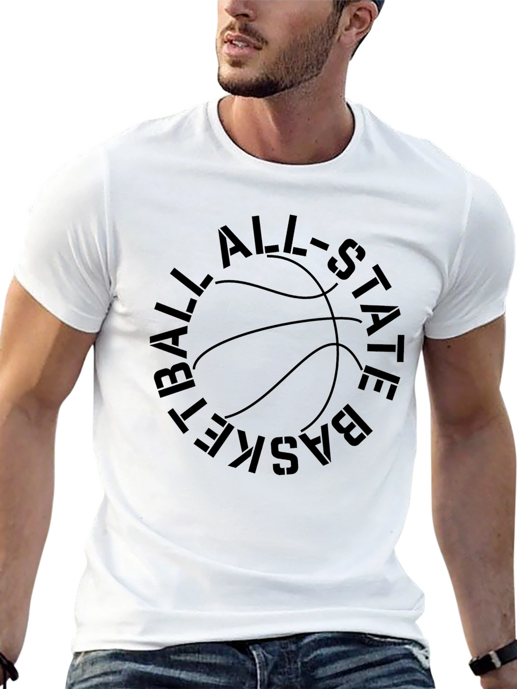 Basketball All-Star State Tee - Black Graphic T-Shirt