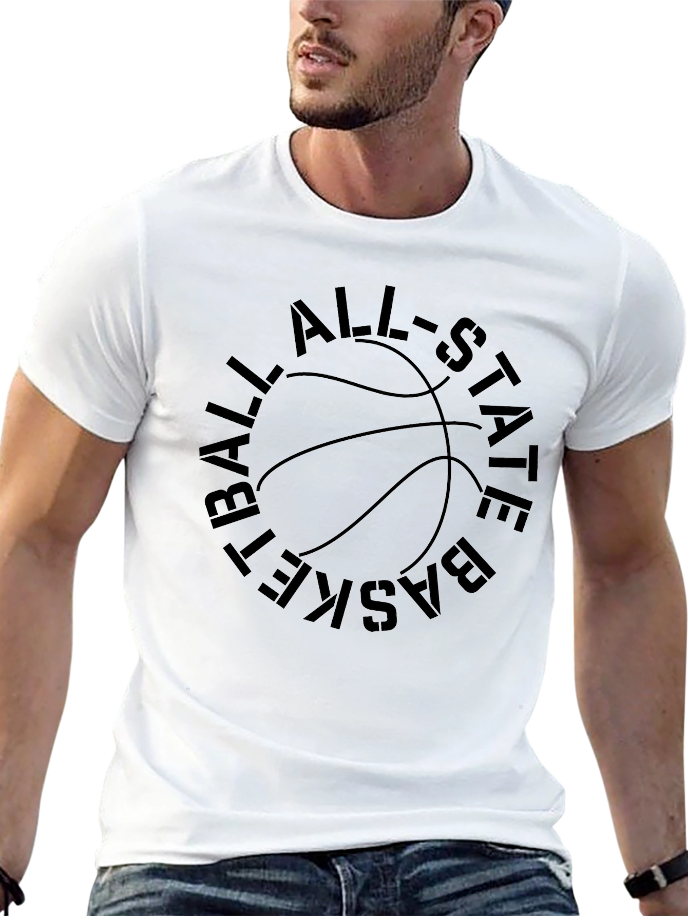 Basketball All-Star State Tee - Black Graphic T-Shirt