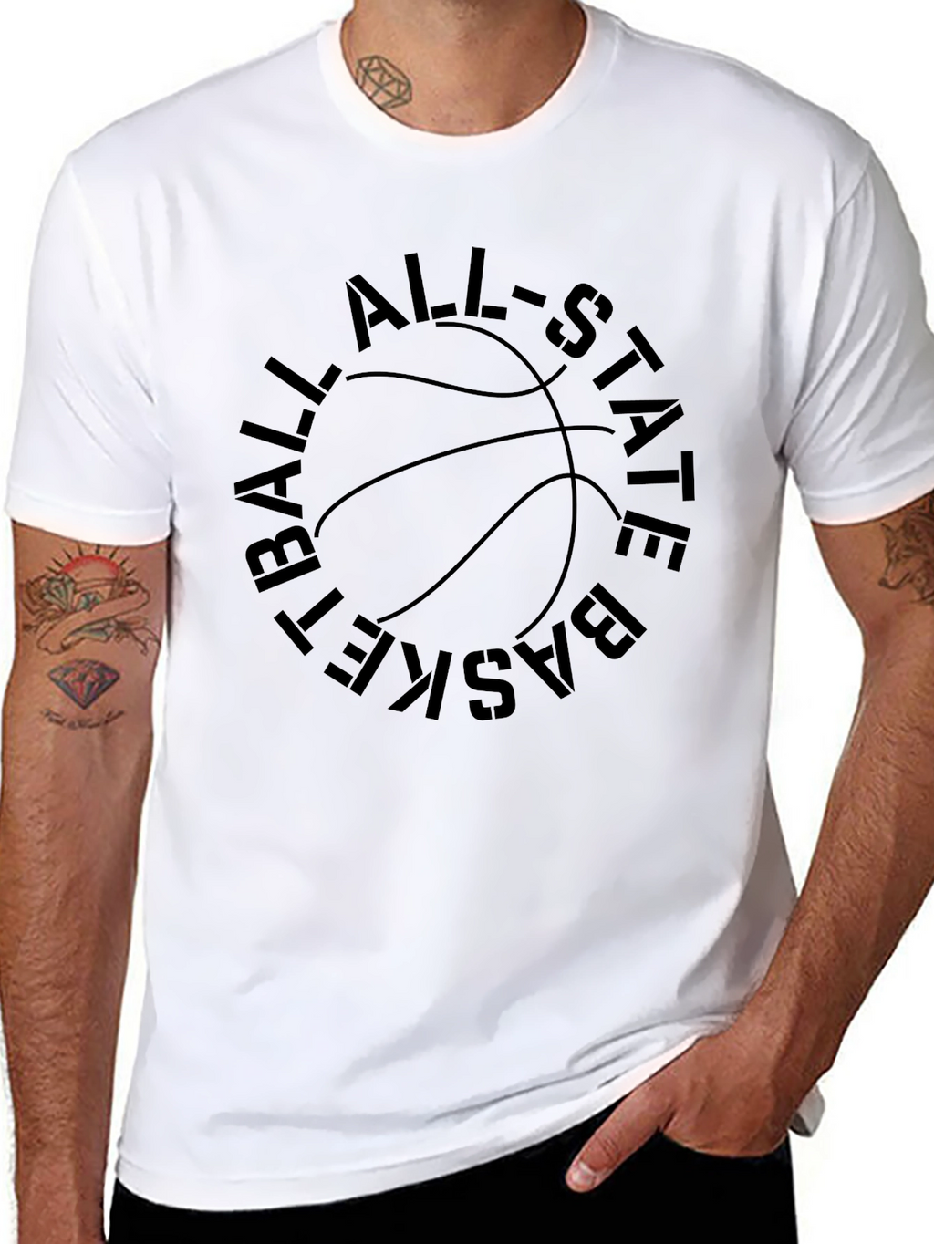 Basketball All-Star State Tee - Black Graphic T-Shirt