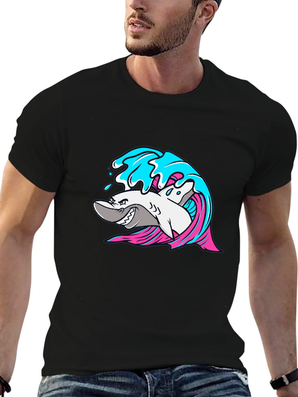 Shark Wave Graphic T-Shirt - Cool Sea Life Tee
