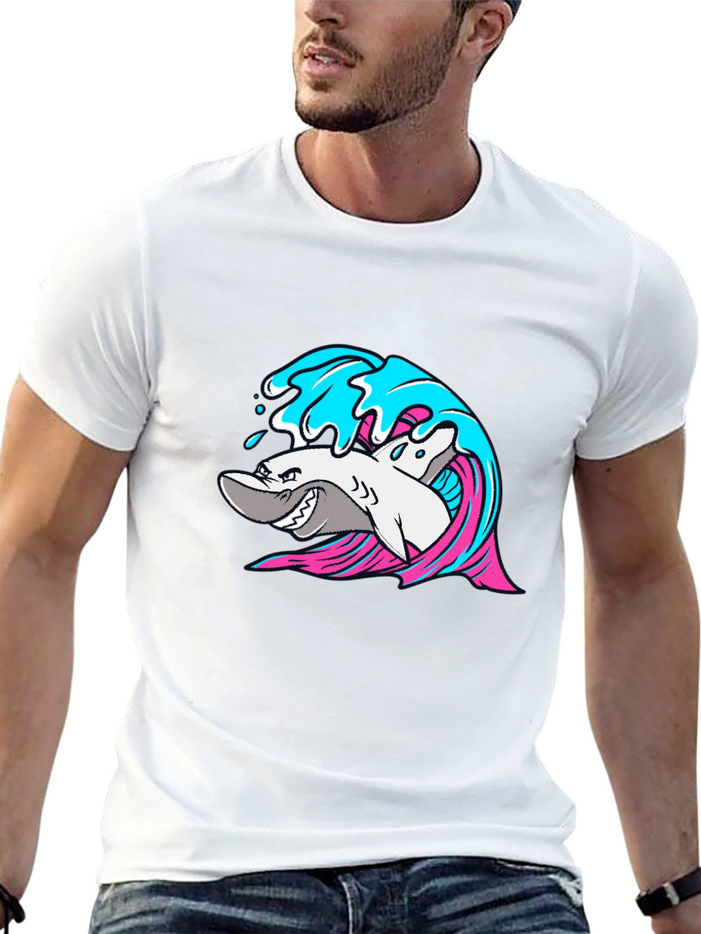 Shark Wave Graphic T-Shirt - Cool Sea Life Tee