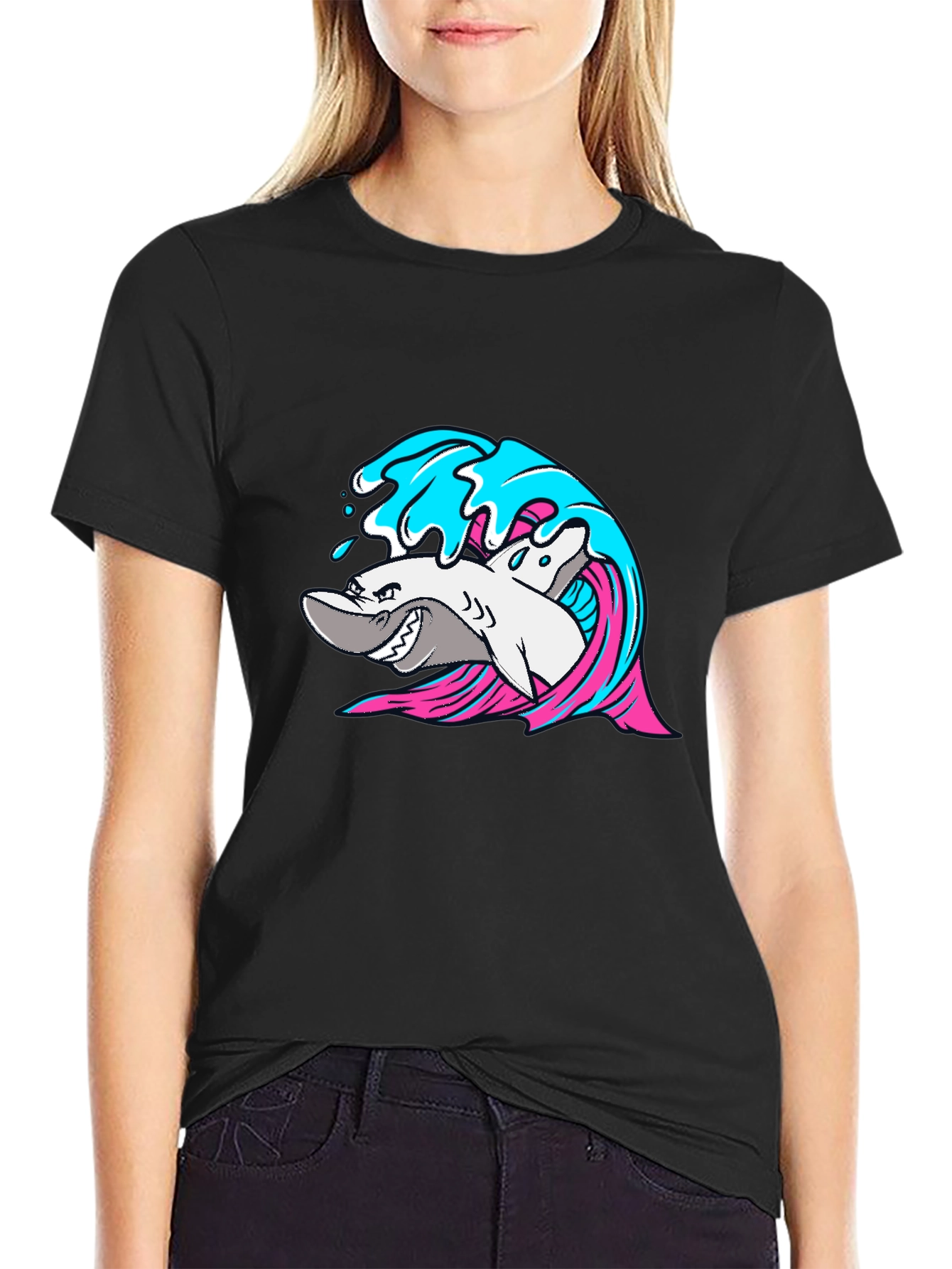 Shark Wave Graphic T-Shirt - Cool Sea Life Tee