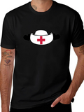 Nurse Hat Graphic Black T-Shirt
