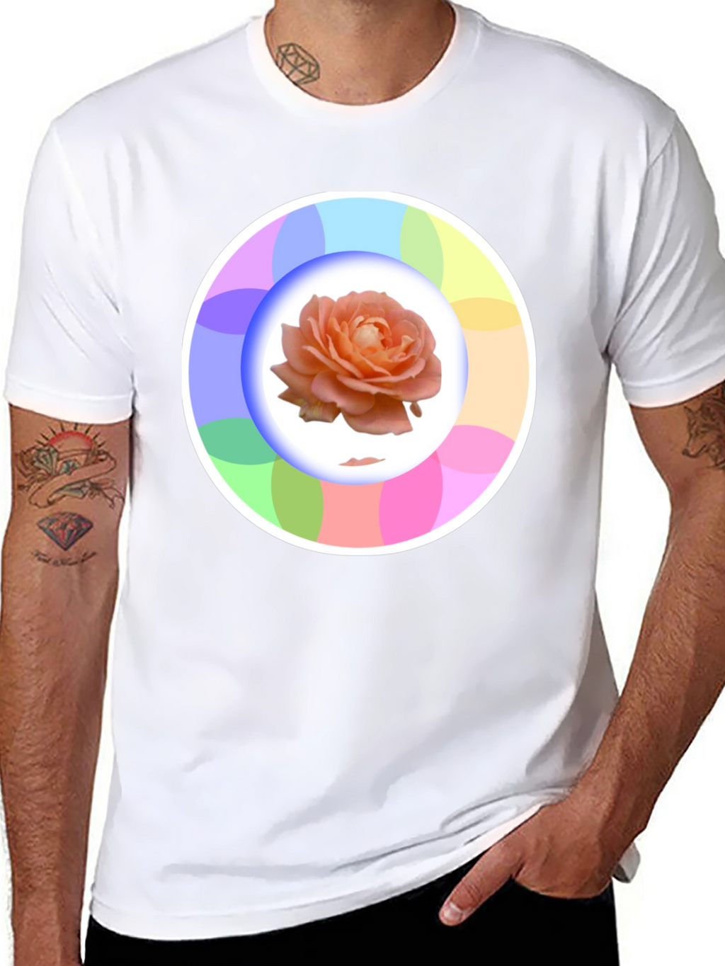 Rose Circle Graphic Black T-Shirt