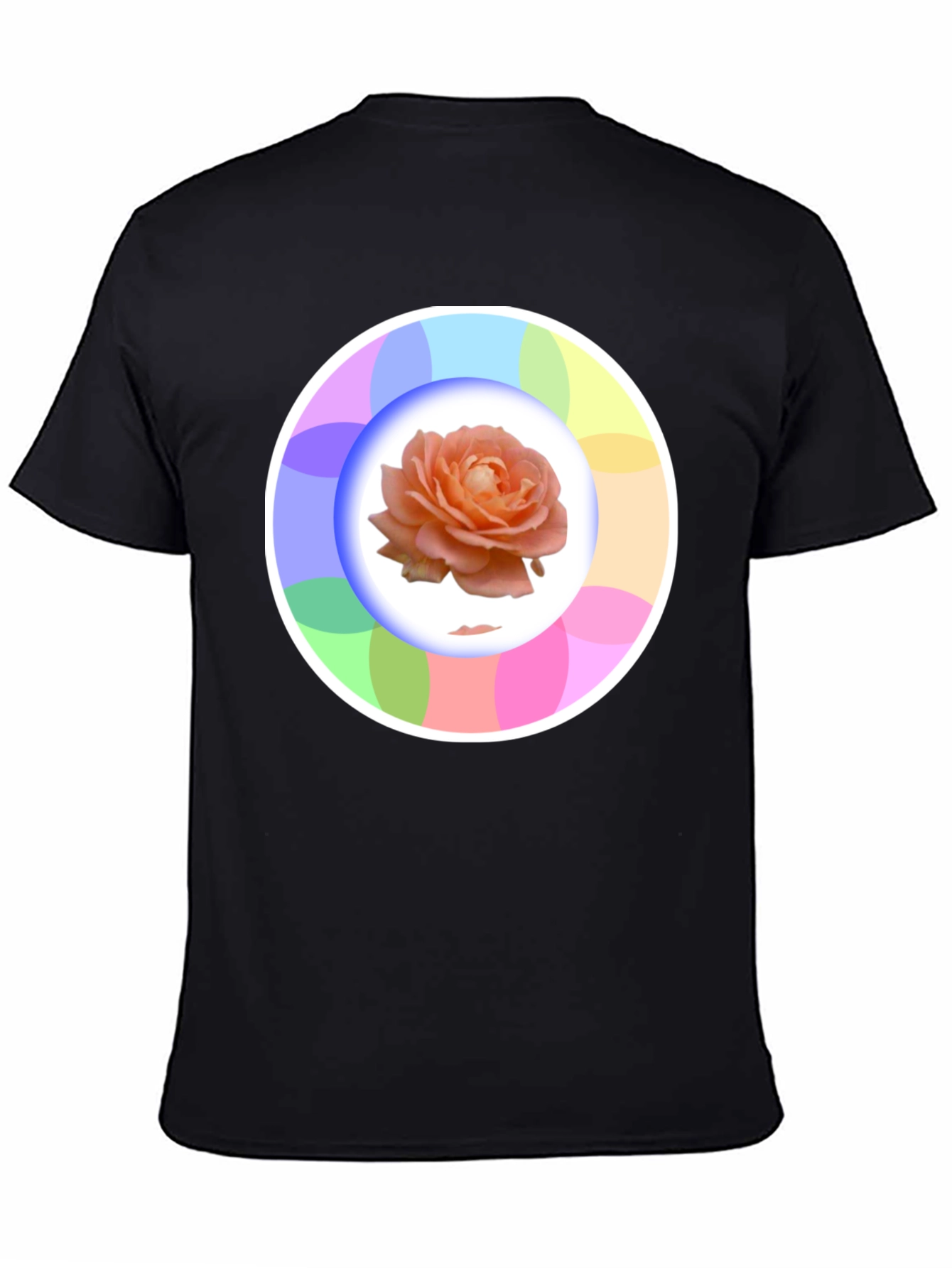 Rose Circle Graphic Black T-Shirt