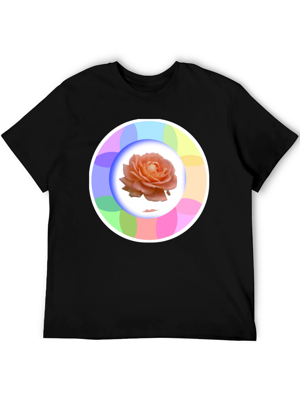 Rose Circle Graphic Black T-Shirt